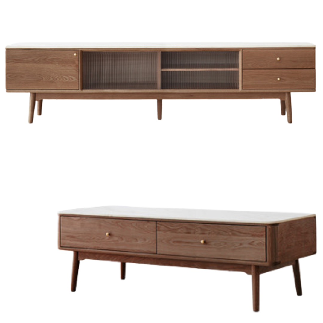 out of stock 70.9x13.8x17.7 inch/ 180x35x45сm/ Walnut color/Oak  Slate Double Drawer TV Cabinet +Coffee Table