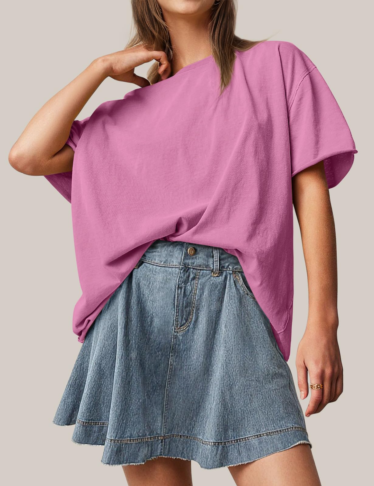 TARSE Women's Oversized T-Shirts 2024 - Loose Fit Summer Tunic Tops, Soft Cotton Short Sleeve Boxy Tee for Casual Wear, Beach & Lounge
