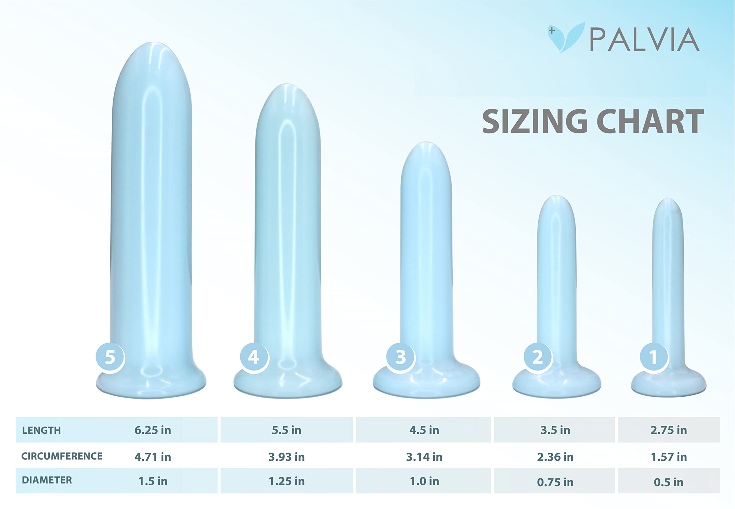 Palvia 5-Piece Silicone Dilator Set - BPA-Free, Medical-Grade for Vaginal or Rectal Therapy | Includes Storage Pouch & Instructions | Ideal for Pelvic Floor Exercises, Post-Surgery Recovery & Intimate Wellness
