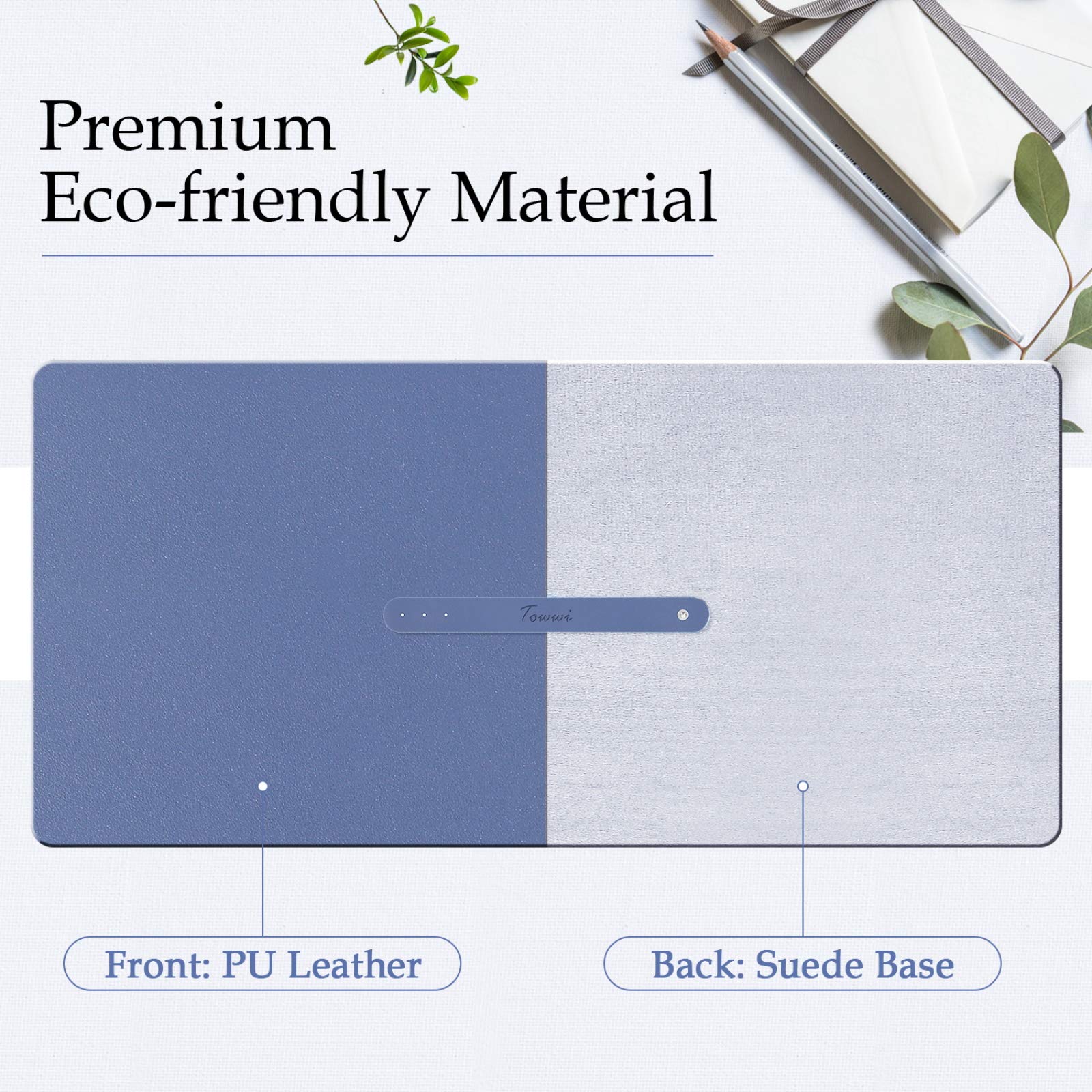TOWWI PU Leather Desk Pad with Suede Base - 32