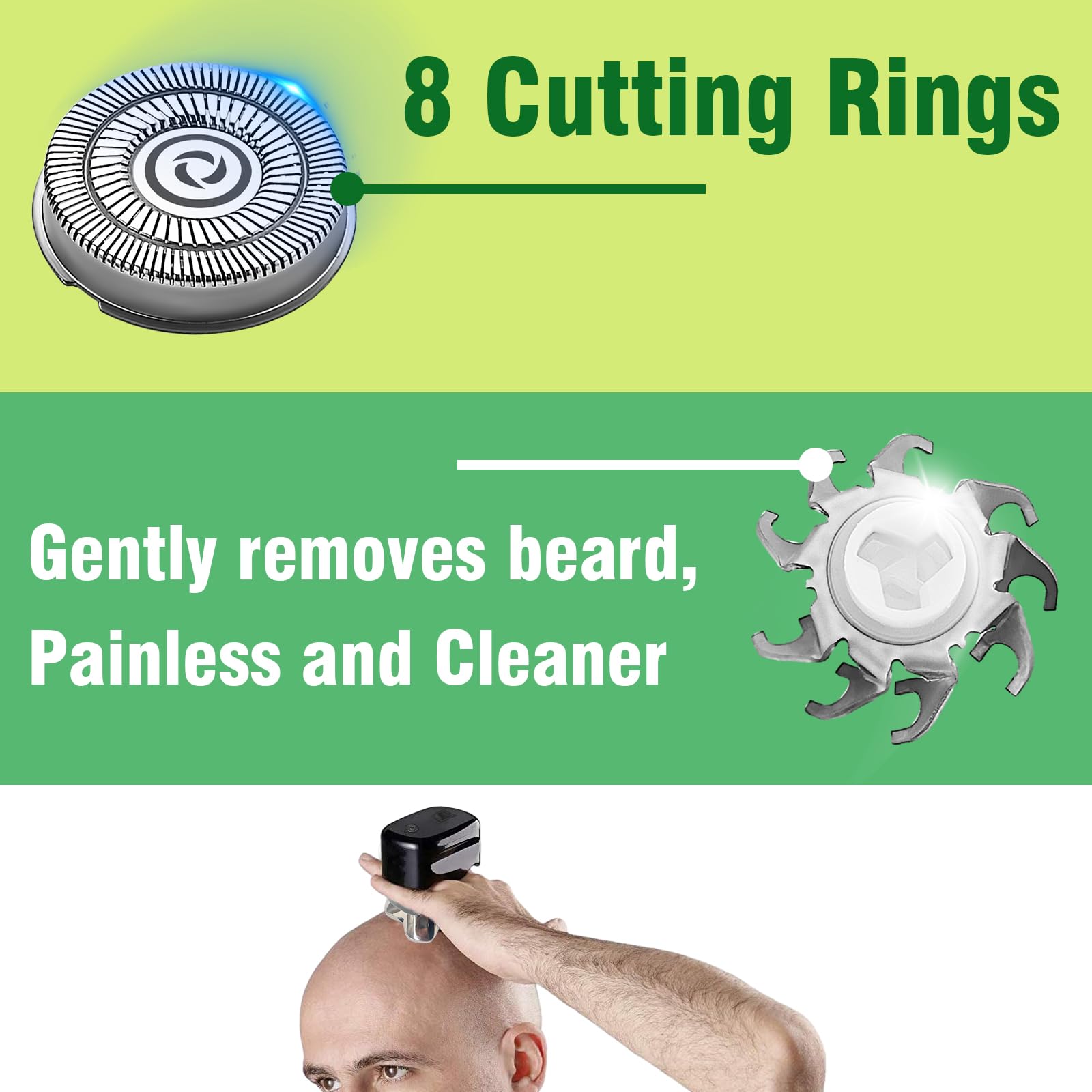 8 Pack Replacement Shaver Heads Blades Compatible with Skull Shaver Pitbull Gold PRO - 4 Head Replacement Blades for Smooth Shaving - Perfect for Men's Grooming, Travel & Daily Use