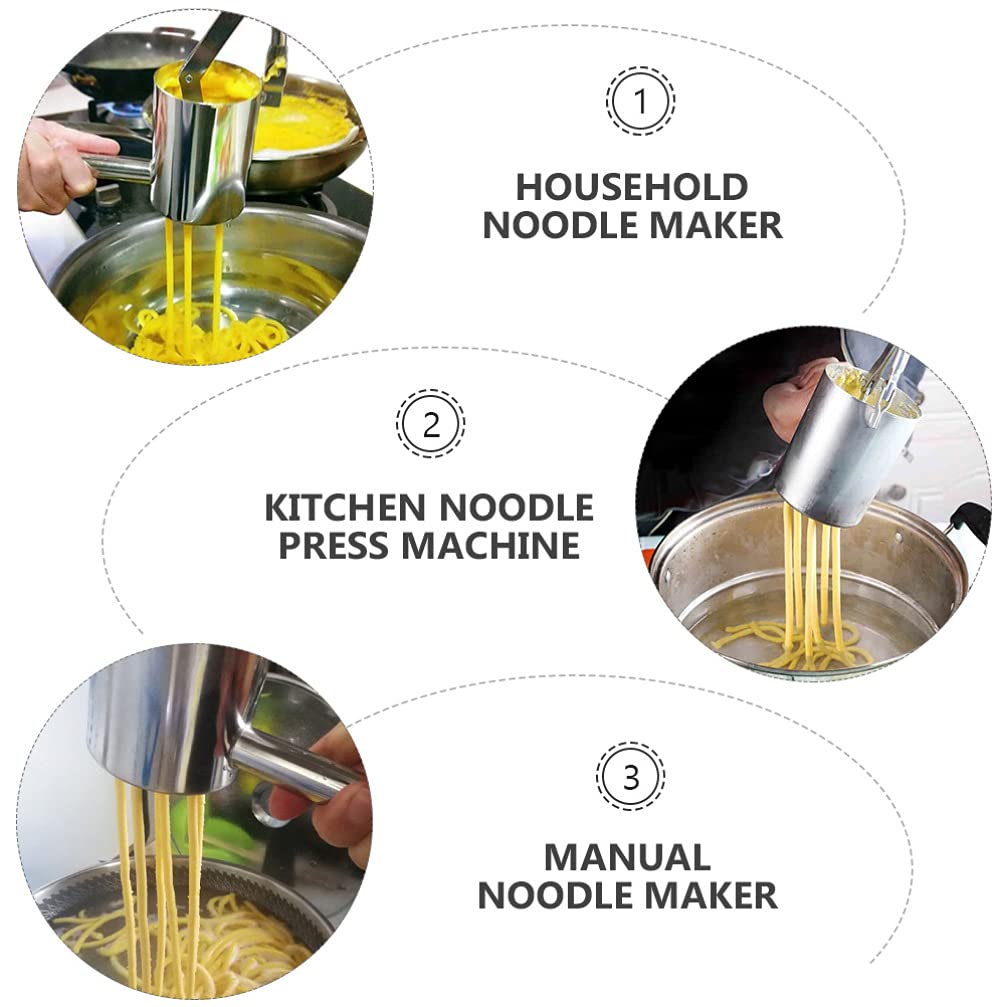 DOITOOL Stainless Steel Manual Noodle Maker - Durable Pasta Press Machine for Homemade Dumplings, Ramen & Spaghetti - Perfect for Kitchen, Camping & Italian Cooking