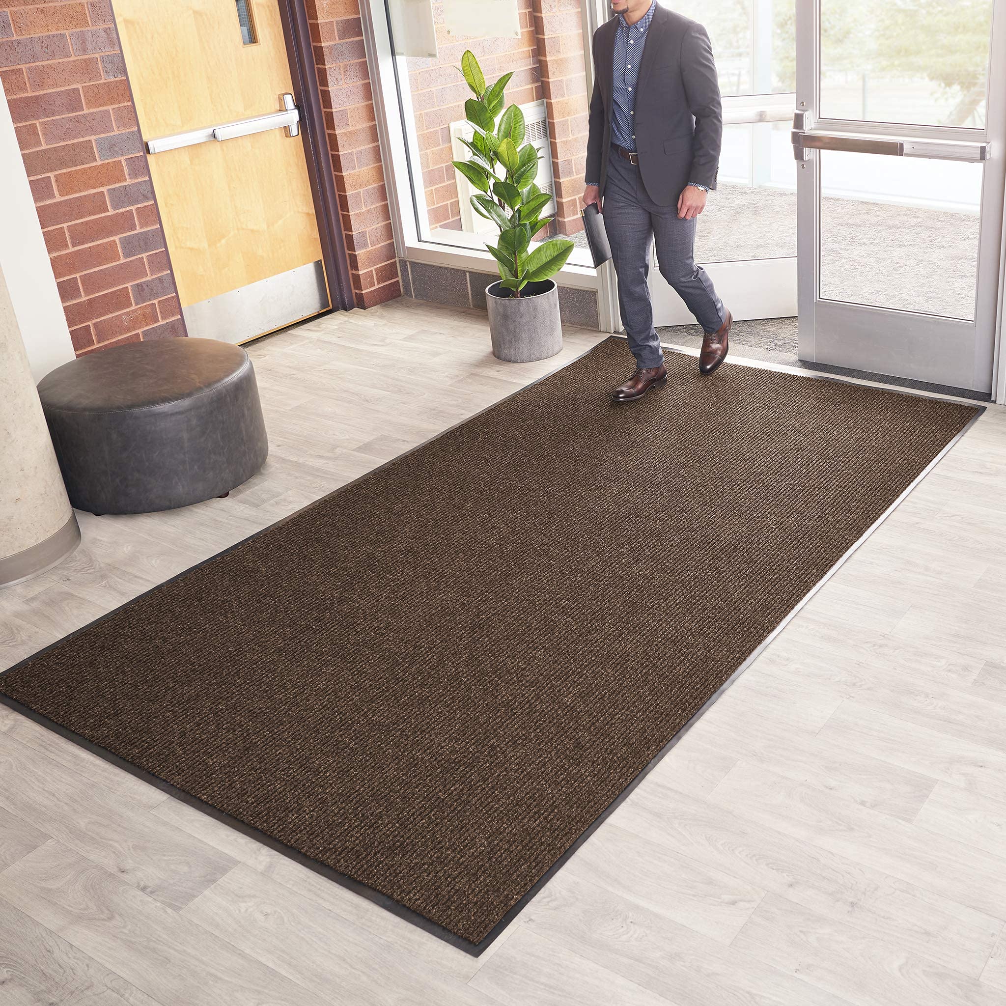 Consolidated Plastics Heavy-Duty Indoor/Outdoor Entrance Floor Mat - 3' x 10', Brown - Perfect for High-Traffic Areas, Mudrooms & Covered Patios