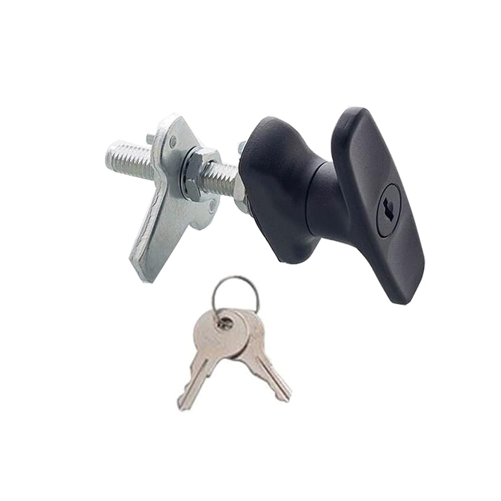 2PCS Heavy Duty T-Handle Lock Latch Kit - Secure Shed Door, Truck Cabinet, Garage & Camper Shell with Keys | Weatherproof Metal Lock for Outdoor Storage & RV Security