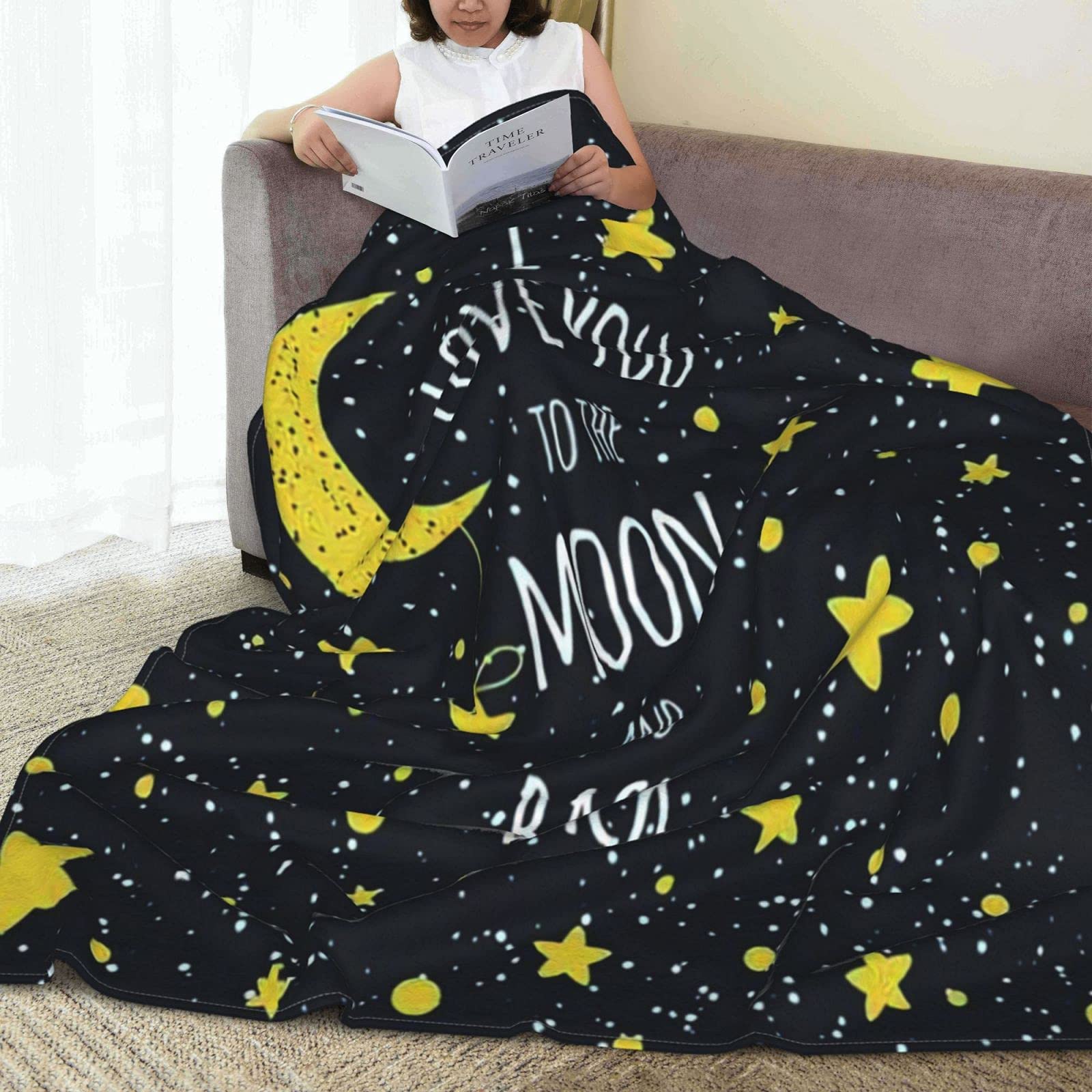 Soft Flannel Throw Blanket 80x60 Inches - Cozy Gift for Mom, Dad, Son or Daughter | Christmas, Birthday & Thanksgiving Present | 'I Love You to The Moon and Back' Design | Perfect for Couch, Bed & Home Decor