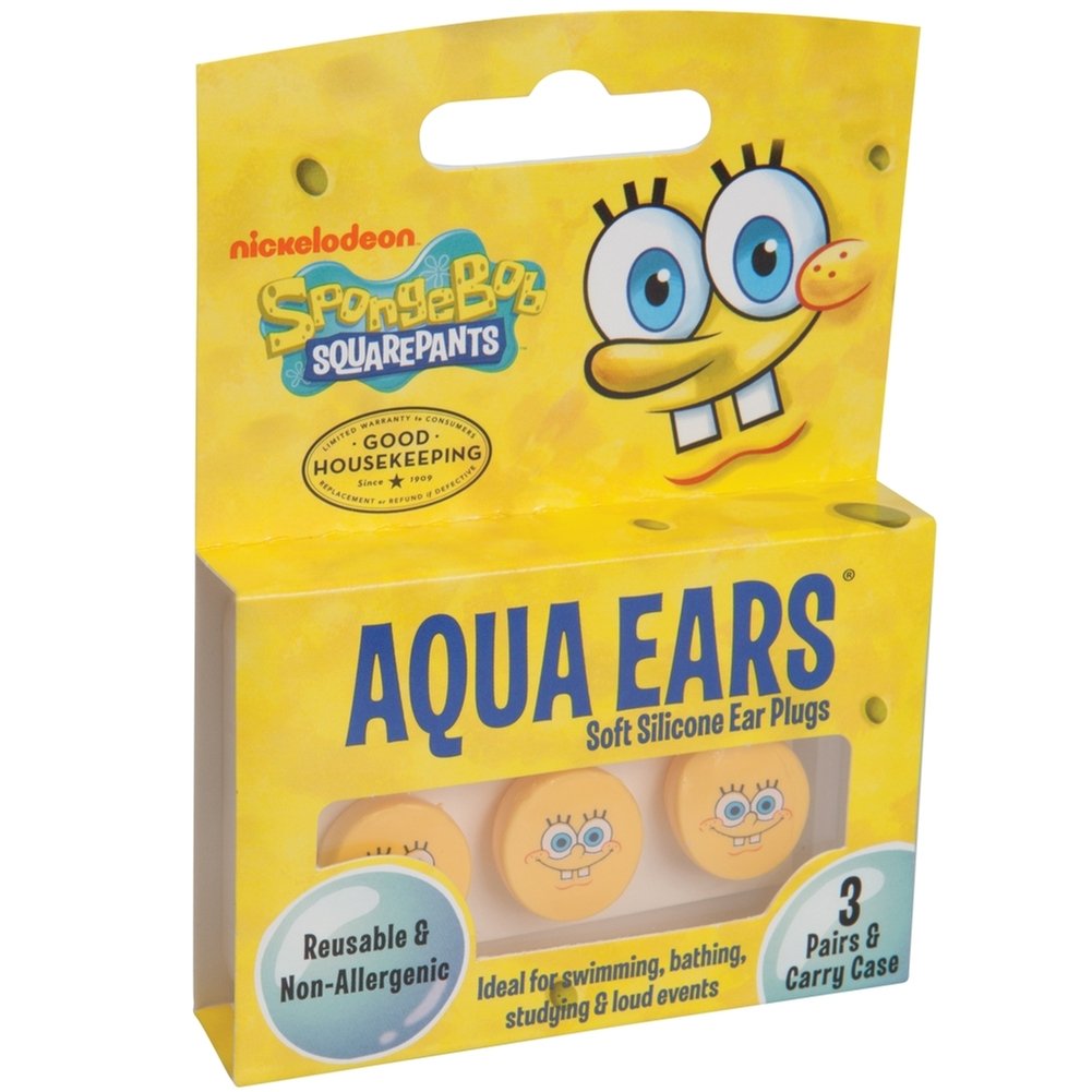 SpongeBob SquarePants Nickelodeon Silicone Ear Plugs - 3 Pairs Noise Cancelling for Sleeping, Swimming, Concerts & Travel - Soft Comfortable Ear Protection for Kids & Adults