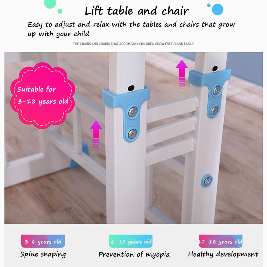 Adjustable Height Study Desk with Pull-Out Drawer & Bookshelf - Ergonomic Home Office Writing Table for Kids, Eye Protection & Posture Correction - Perfect for Online Learning, Homework, and Remote Work