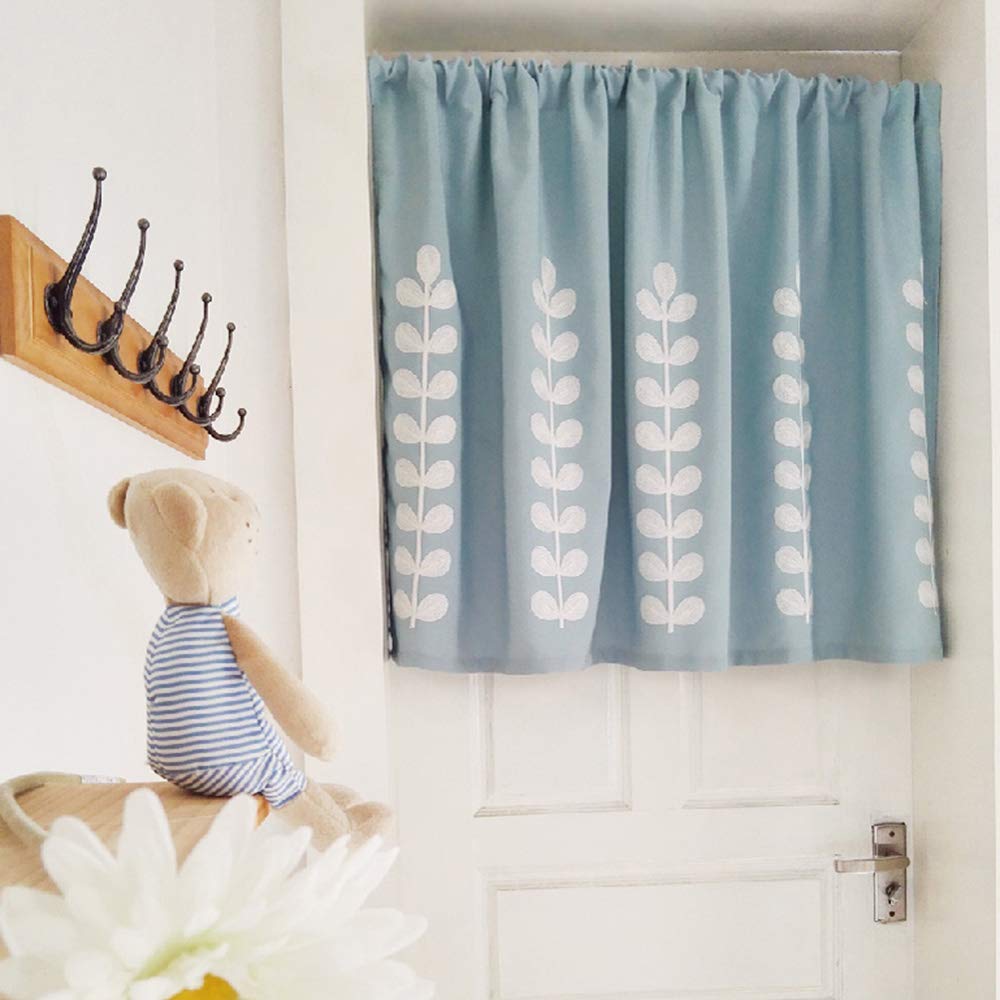 XBSXP 24 Inch Cafe Curtains - Polyester Cotton Embroidered Half Window Curtains for Kitchen, Bathroom & Bedroom - Perfect for Privacy & Decoration in Home, Apartment & Office Spaces