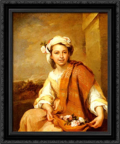 Bartolome Esteban Murillo 20x24 Floral Canvas Art - Elegant Black Ornate Wood Frame Wall Decor for Living Room, Bedroom & Office