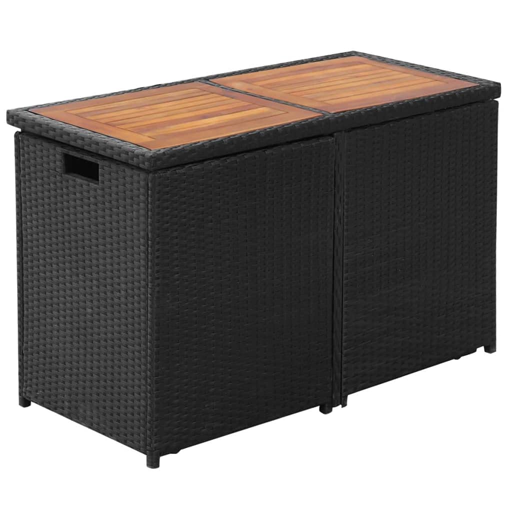 3-Piece Outdoor Patio Bar Set with Cushions - Black Poly Rattan Bistro Table & Stools for Backyard, Garden, Poolside or Balcony Dining