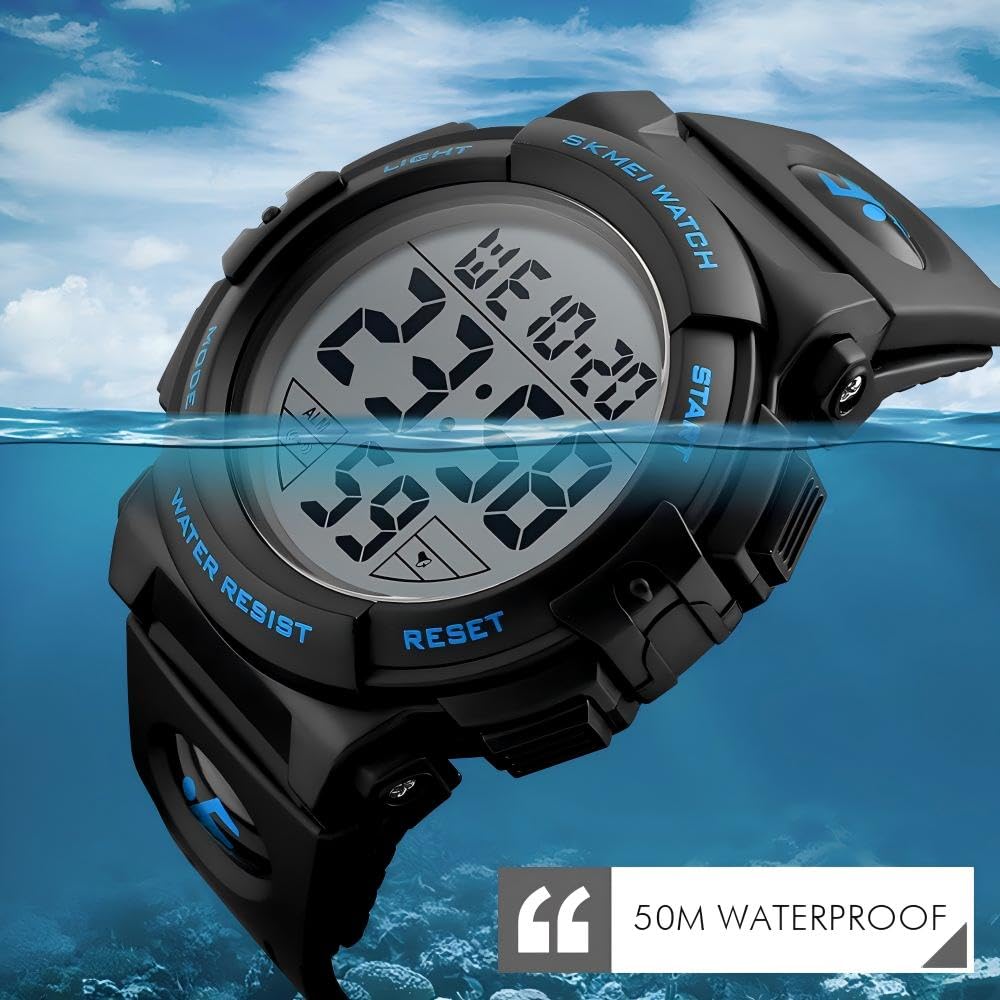 Men's Digital Sports Watch - Waterproof LED Screen, Large Face Military Army Watch for Outdoor, Running, Hiking & Tactical Activities