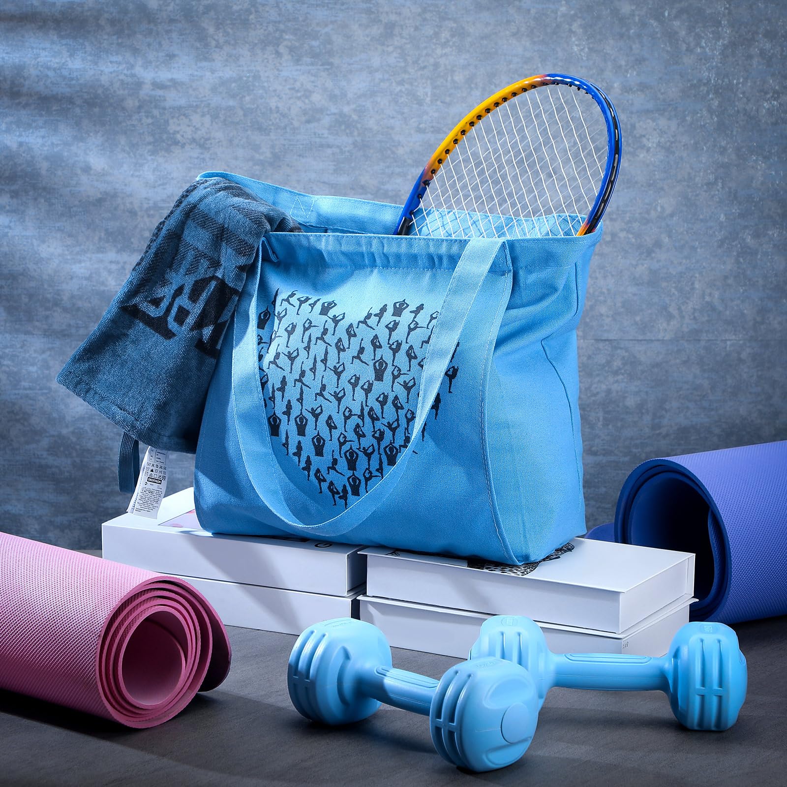 Saintrygo Women's Yoga Bag with Mat Carrier - Durable Canvas Pilates Tote for Gym, Workout & Travel - Perfect for Yoga Classes, Fitness Sessions & Outdoor Activities
