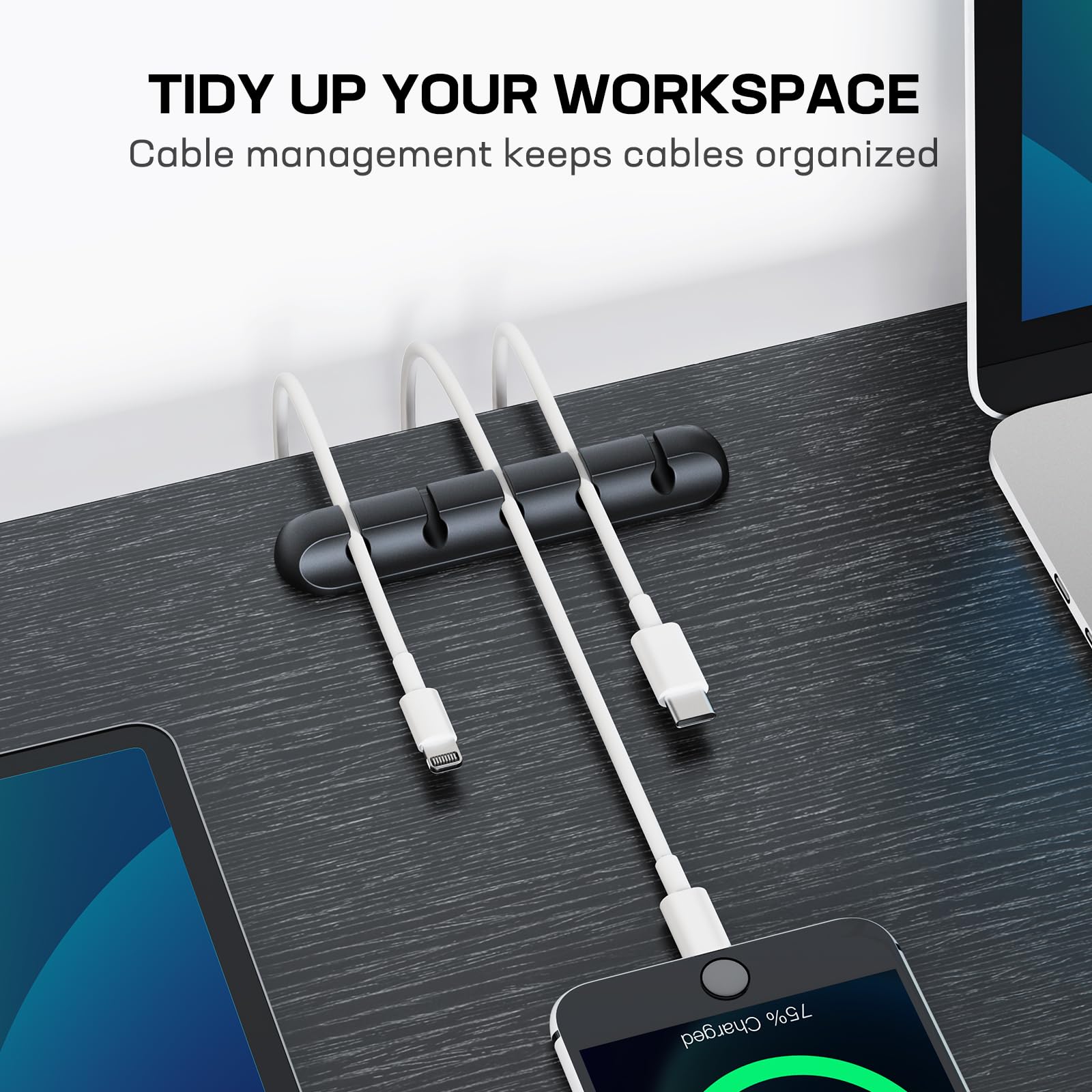HUANUO Dual Monitor Stand Riser with Cable Management - Adjustable Desktop Organizer Shelf for 2 Monitors, Computer, Laptop, Printer, TV - Perfect for Home Office, Gaming Setup, and Workspace Organization