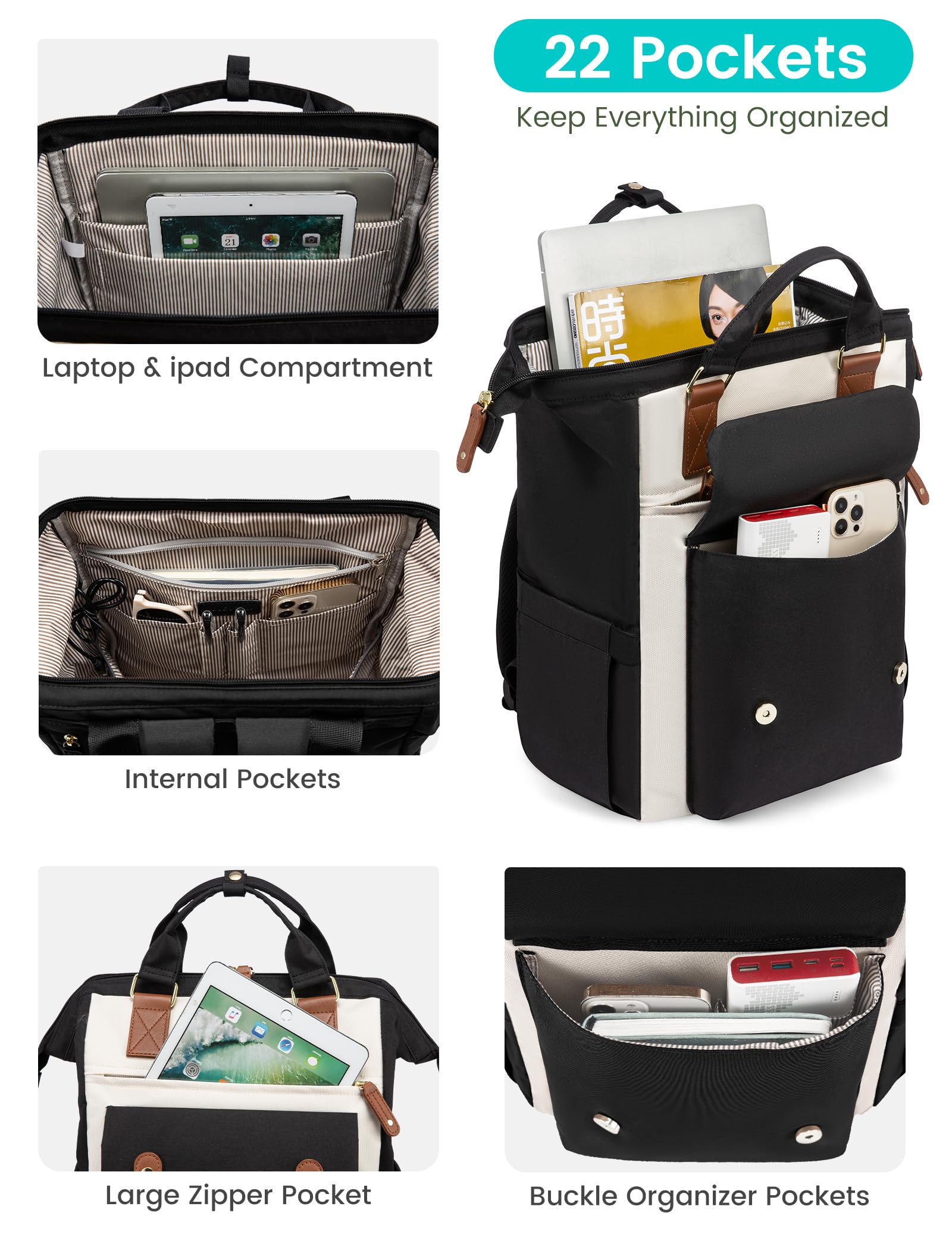 LOVEVOOK 18 Inch Laptop Backpack for Women - Extra Large Travel Backpack, Work Bag for Teachers & Nurses, Business Computer Backpack with Luggage Strap - Perfect for College, Commuting & Weekend Trips