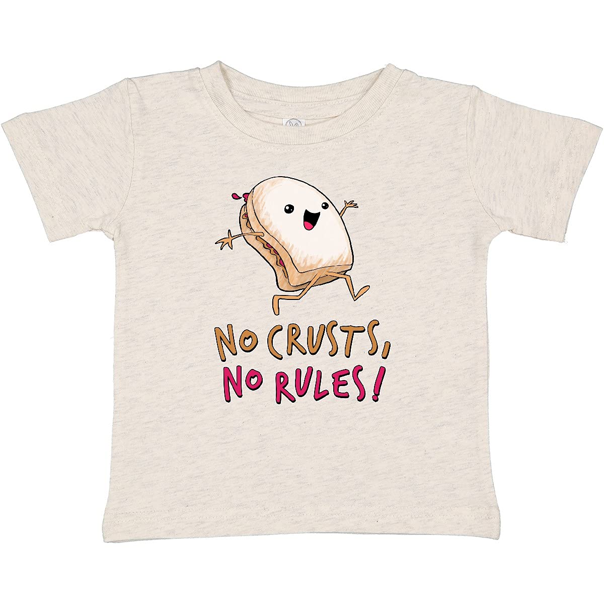 Inktastic No Crusts, No Rules - Funny PB&J Sandwich Design Loose Fit Baby T-Shirt for Playdates & Toddler Outfits