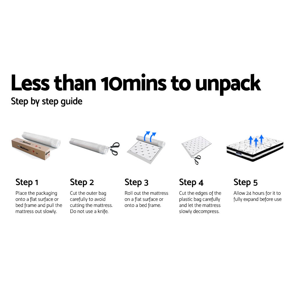 Franky Euro Top Cool Gel Pocket Spring Mattress - 34cm Thick Double Size for Ultimate Comfort | Perfect for Bedrooms, Guest Rooms & Apartments