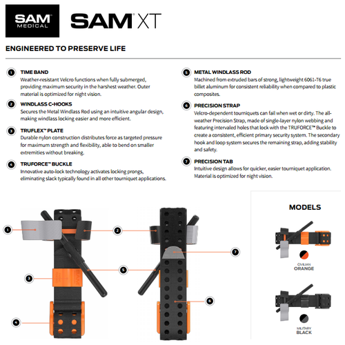 SAM XT Tourniquet - Emergency First Aid Trauma Kit for Outdoor, Tactical & Survival Use