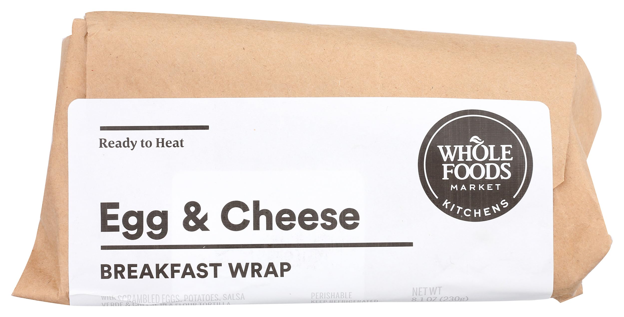 Whole Foods Market Egg & Cheese Breakfast Wrap - 8.1 oz Frozen Breakfast Burrito | Quick & Healthy Morning Meal for On-the-Go Lifestyles
