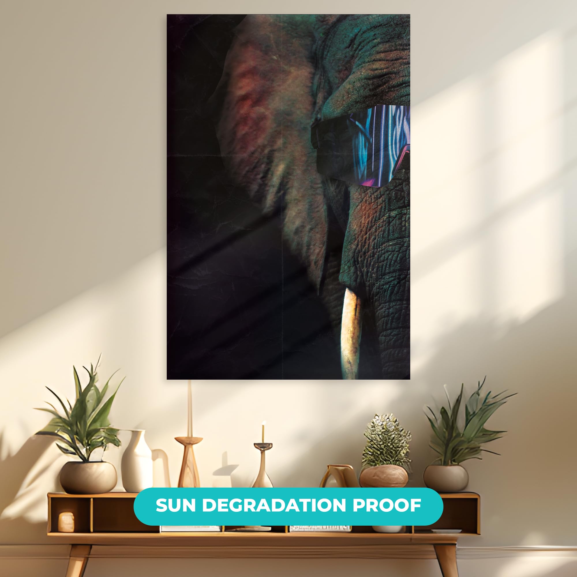 EGD Elephant Acrylic Wall Art - Modern Home Decor & Interior Design - High-Quality Photo Printing for Living Room, Bedroom, Office - Multiple Sizes & Wood Support Options (32