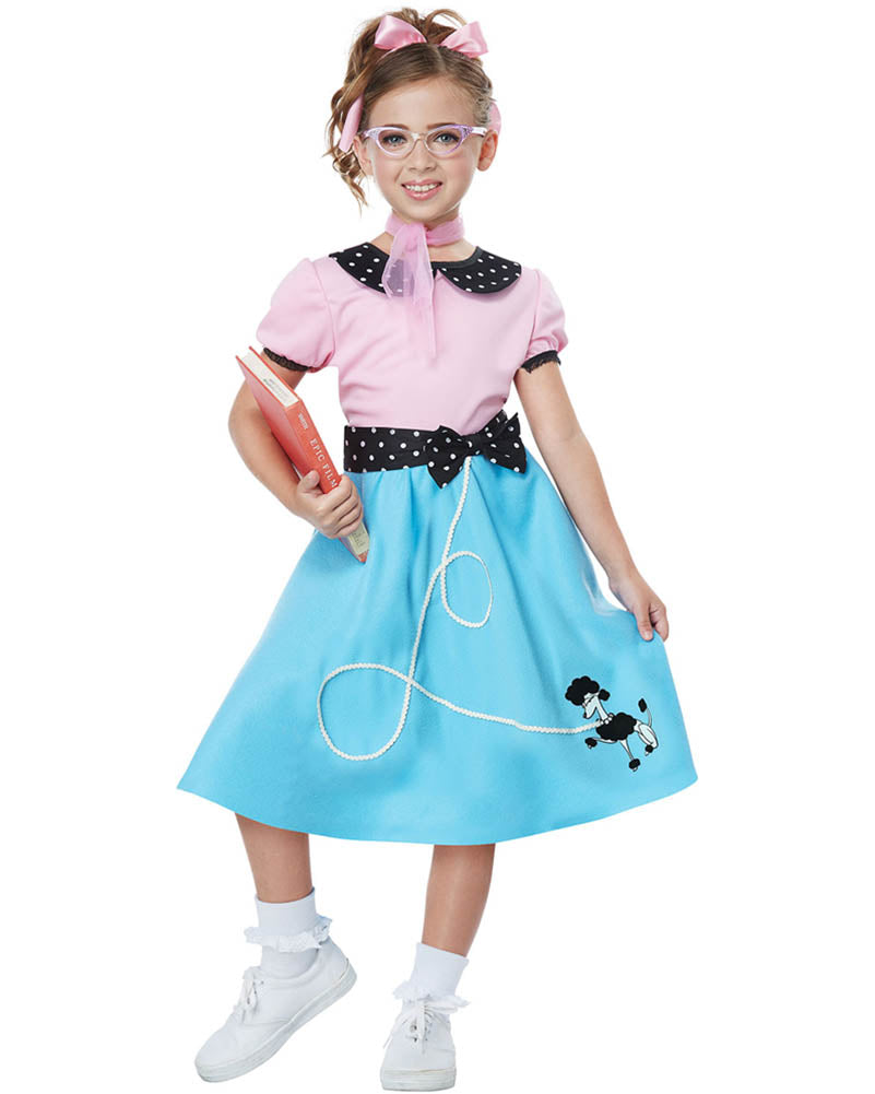 50s Sock Hop Girls Costume - Vintage 1950s Poodle Skirt Outfit for Rockabilly Dance Party & Halloween Costume