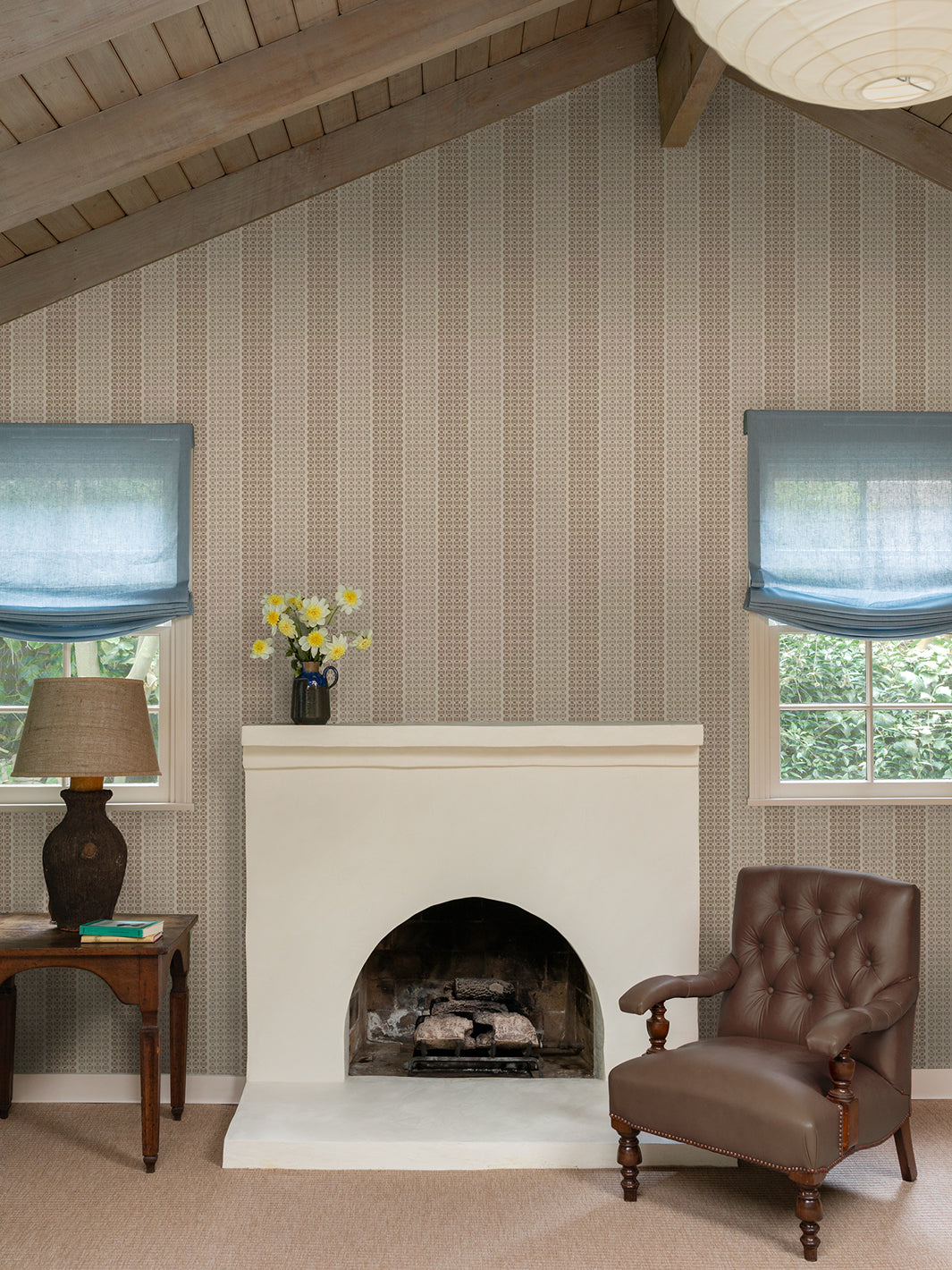Nathan Turner Medallion Stripe Wallpaper - Neutral Beige Geometric Pattern Peel & Stick Wallpaper for Living Room, Bedroom, and Home Office Decor