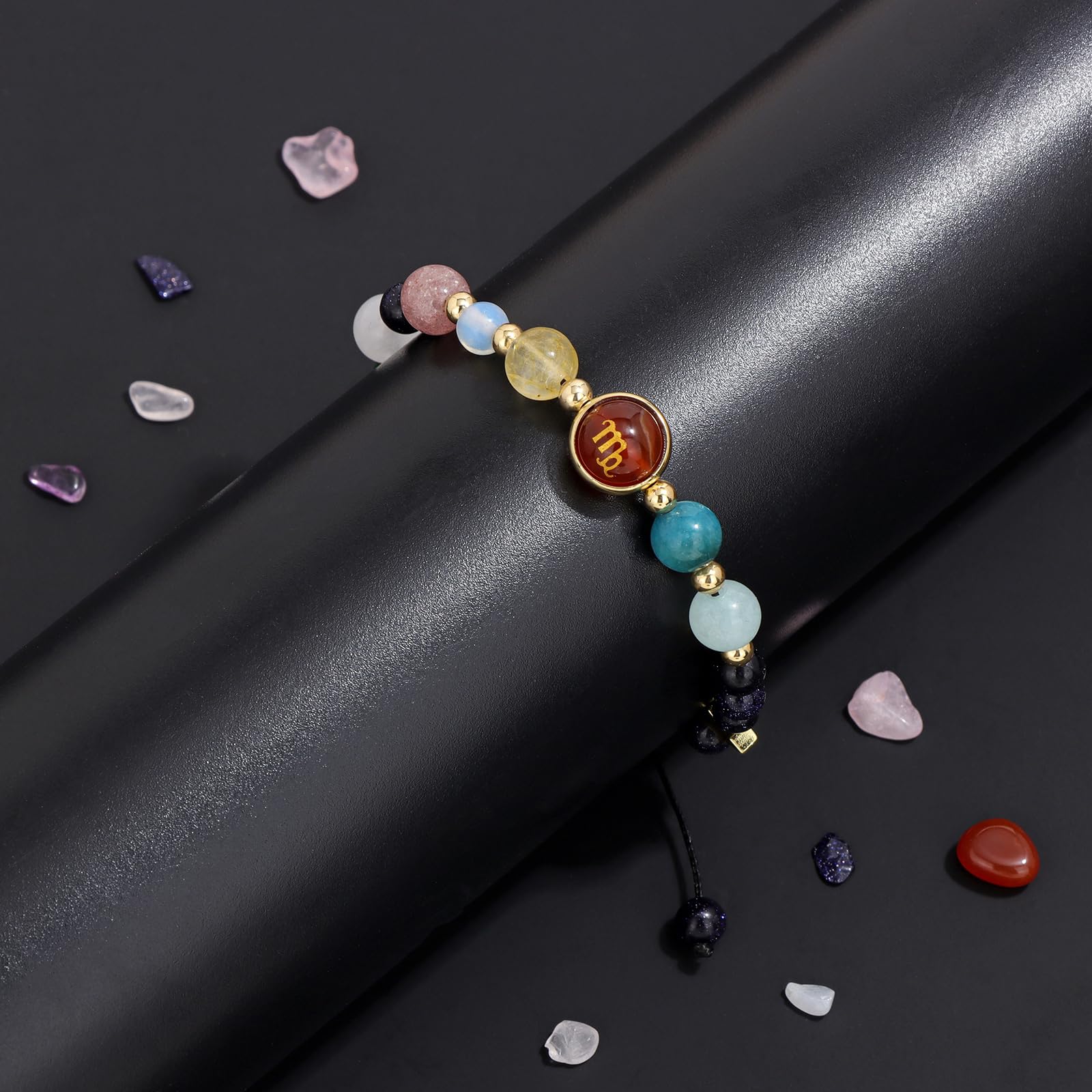 12 Constellations Healing Crystal Stone Beads Bracelet for Women & Men - Zodiac Birthday Gifts, Horoscope Spiritual Jewelry (Perfect for Meditation, Yoga & Astrology Enthusiasts)