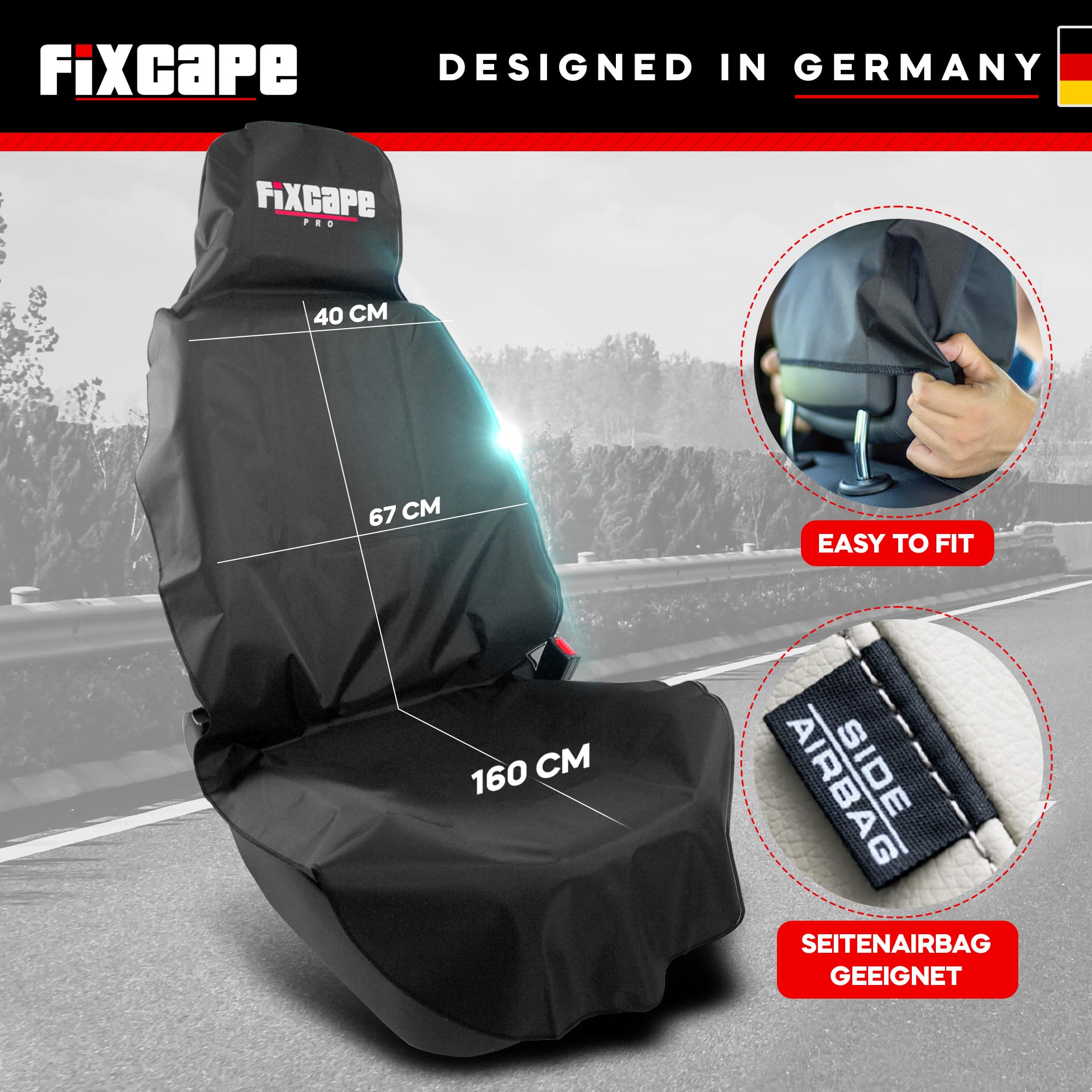 Universal Waterproof & Oil-Resistant Car Seat Cover - Durable & Robust for Cars, SUVs, Trucks - Perfect for Pets, Kids & Daily Commute - Black