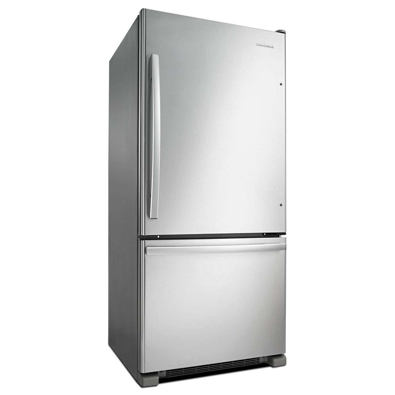 Amana 30 Inch 18 cu. ft. Bottom Freezer Refrigerator ABB1924BRM - Energy Efficient Stainless Steel French Door Fridge for Kitchen, Home & Apartment