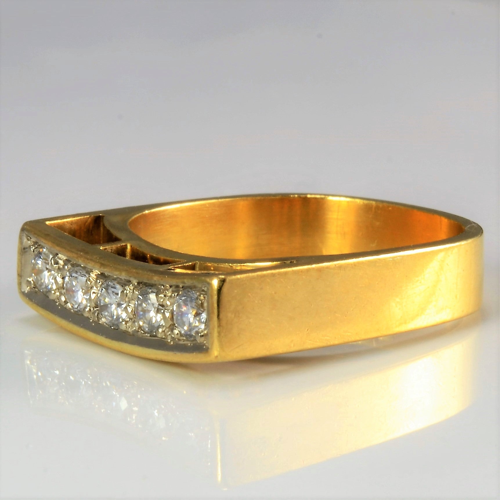 Gypsy Set Five Stone Diamond Ring | 0.25 Carat Total Weight | Size 4.75 | Wedding, Engagement, Anniversary Jewelry Gift for Women