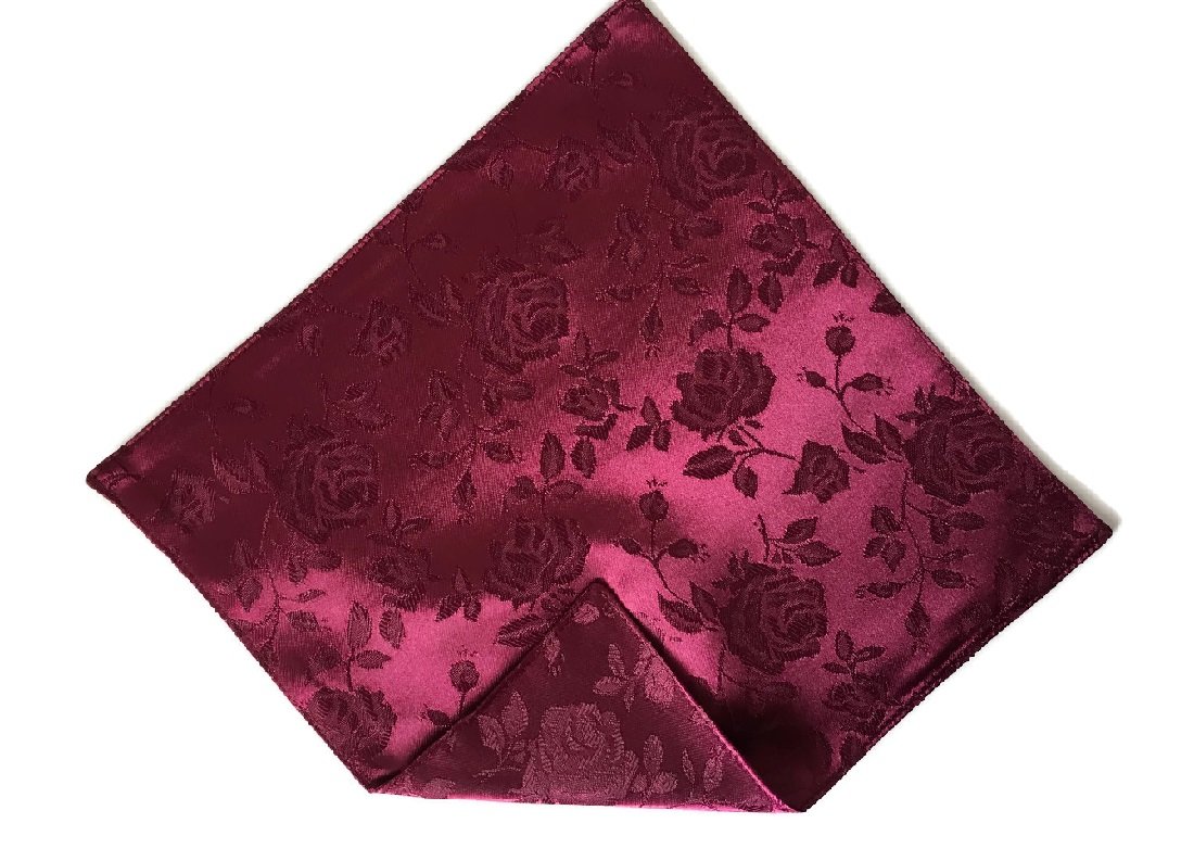 Men's Floral Rose Satin Pocket Square - Elegant Wedding & Prom Handkerchief for Formal Events, Suit Accessories, Groomsmen Gifts & Special Occasions