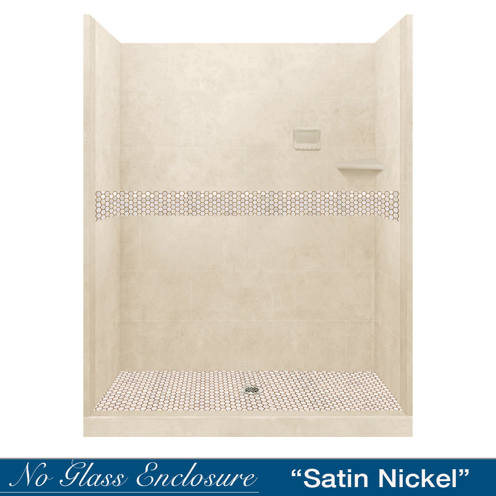 60 Alcove Desert Sand Sistine Stone & Honey Hex Mosaic Tile - DIY Shower Remodel Kit for Bathroom Wall & Floor Backsplash - Perfect for Home Renovation, Spa Style Decor, and Modern Interior Design