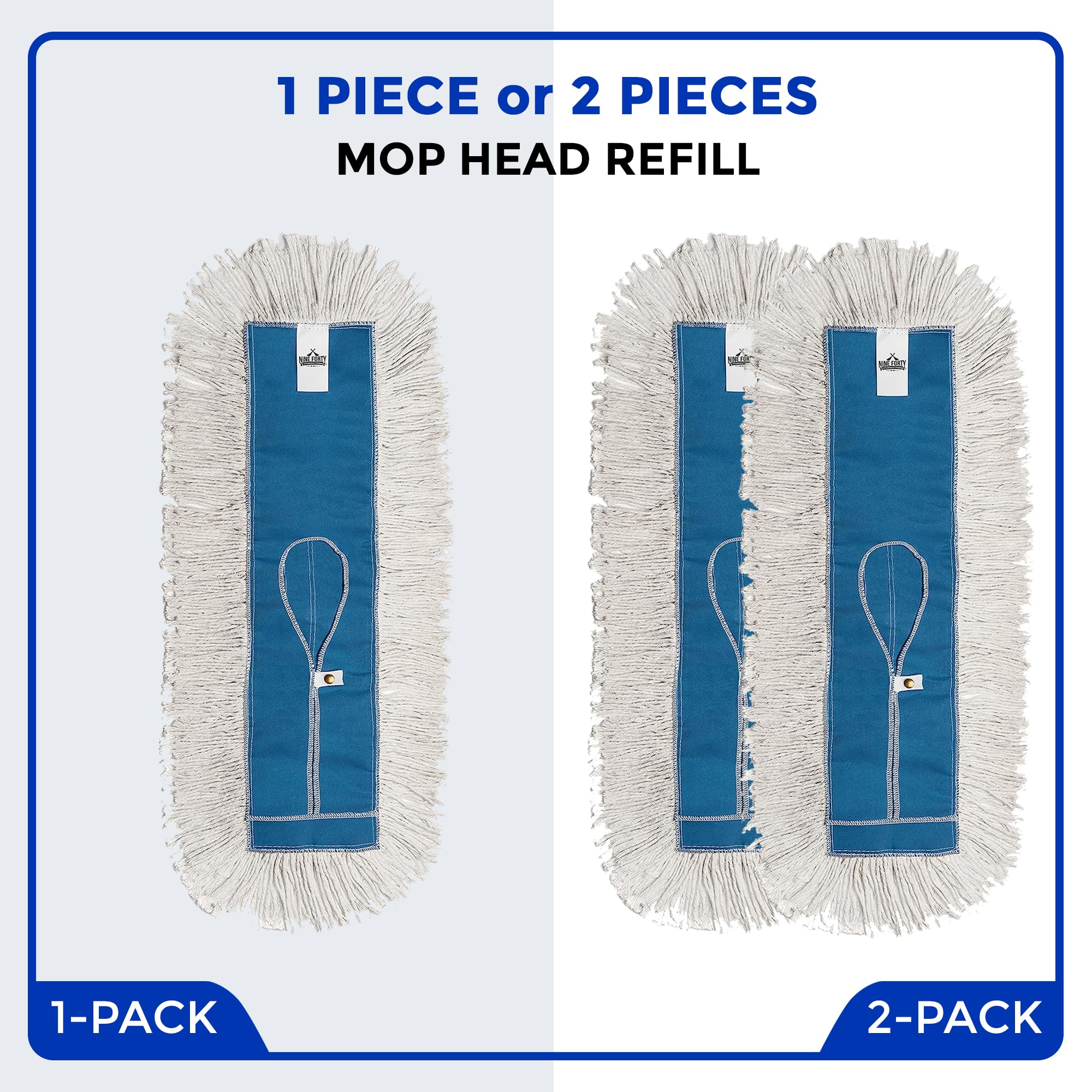 Nine Forty Industrial-Grade 18x5 Cotton Dust Mop Head Refills - Heavy-Duty Replacement for Home, Gym, Commercial & Industrial Cleaning - 1 Pack - Ideal for Janitorial, Housekeeping & Floor Maintenance