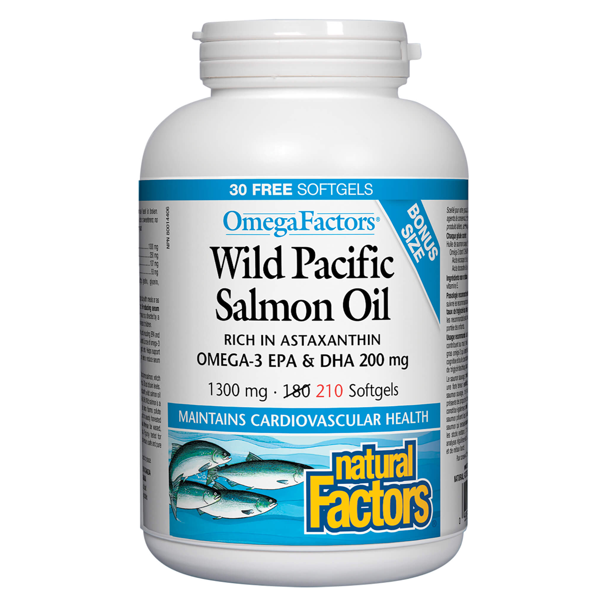 OmegaFactors Wild Pacific Salmon Oil 1000mg Softgels - Premium Omega-3 Supplement for Heart, Brain & Joint Health - Bonus Size (120 Count) - Supports Immunity & Healthy Skin