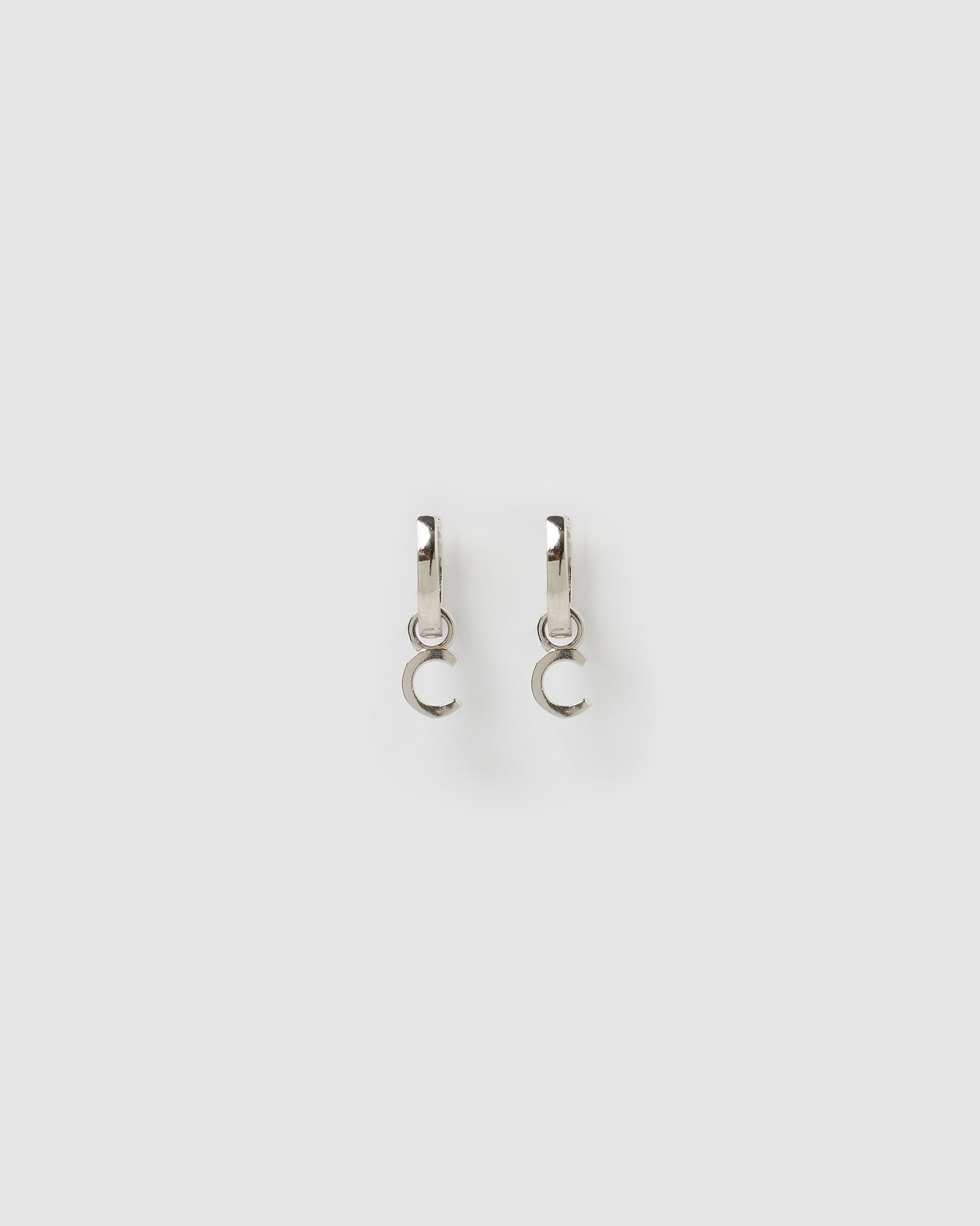 Izoa Silver Alphabet Letter C Huggie Earrings - Minimalist Initial Jewelry for Women, Perfect for Everyday Wear, Gifts & Layering