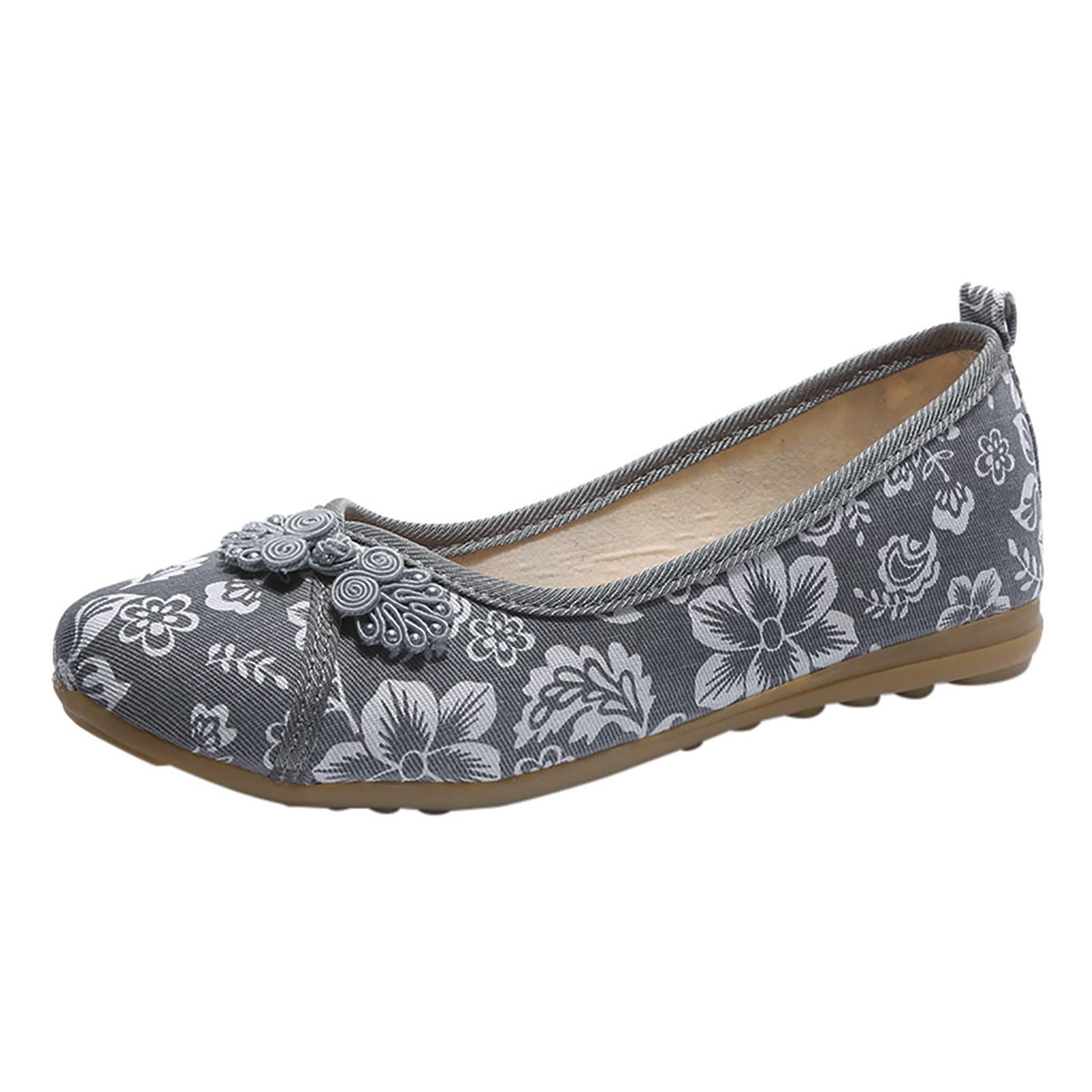 **Women's Cotton Linen Embroidered Floral Ethnic Style Wedge Slides – Comfortable Walking Shoes for Casual Outings & Summer Fashion**