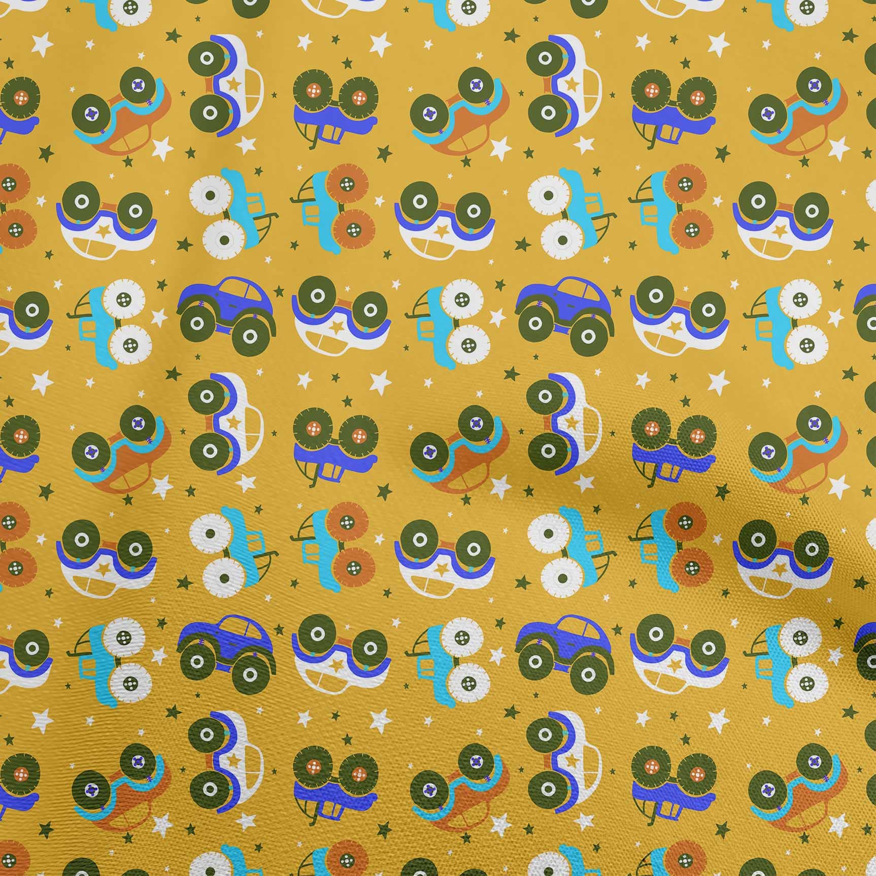 oneOone Yellow Cotton Poplin Fabric - 42 Inch Wide Printed Fabric for Kids Nursery, Car Decor, DIY Craft Projects | Perfect for Sewing, Quilting, and Home Decor