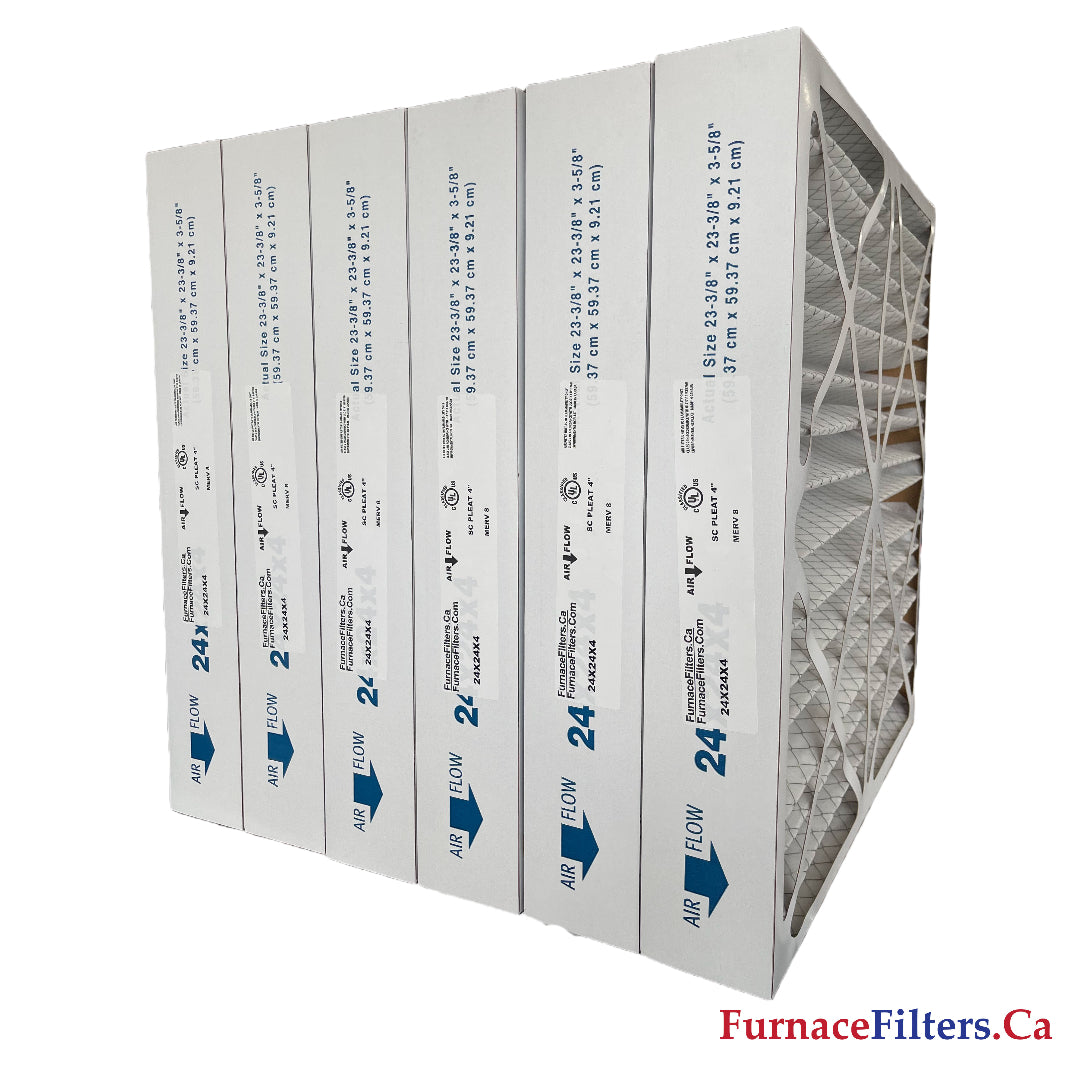 24x24x4 MERV 8 Pleated Air Filters - 6 Pack | High Efficiency Furnace Filters for Home HVAC Systems | Perfect for Allergies, Dust & Pet Dander Protection