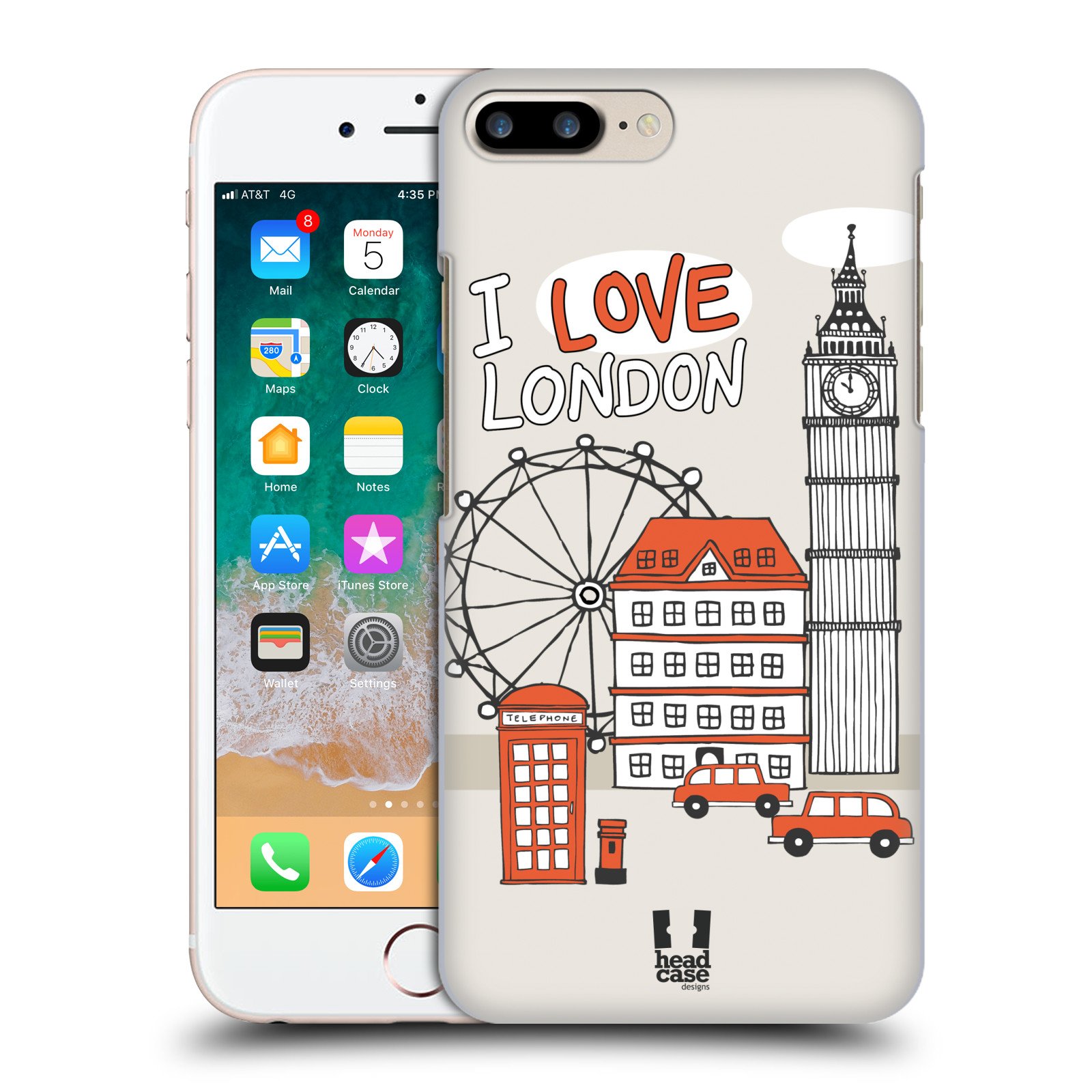 London Road Trip Doodle Cities Hard Back Case for iPhone 7 Plus/8 Plus - Stylish Protective Phone Cover | Perfect for Travelers & City Explorers