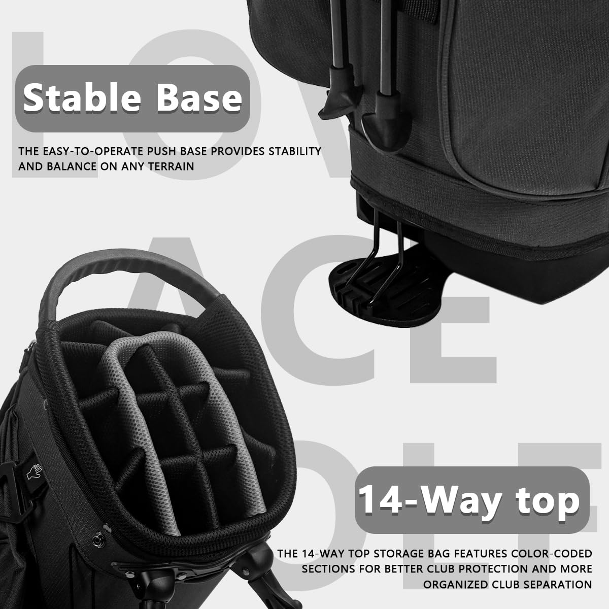 14-Way Lightweight Golf Stand Bag for Men & Women - Perfect for Walking the Course & Range Practice