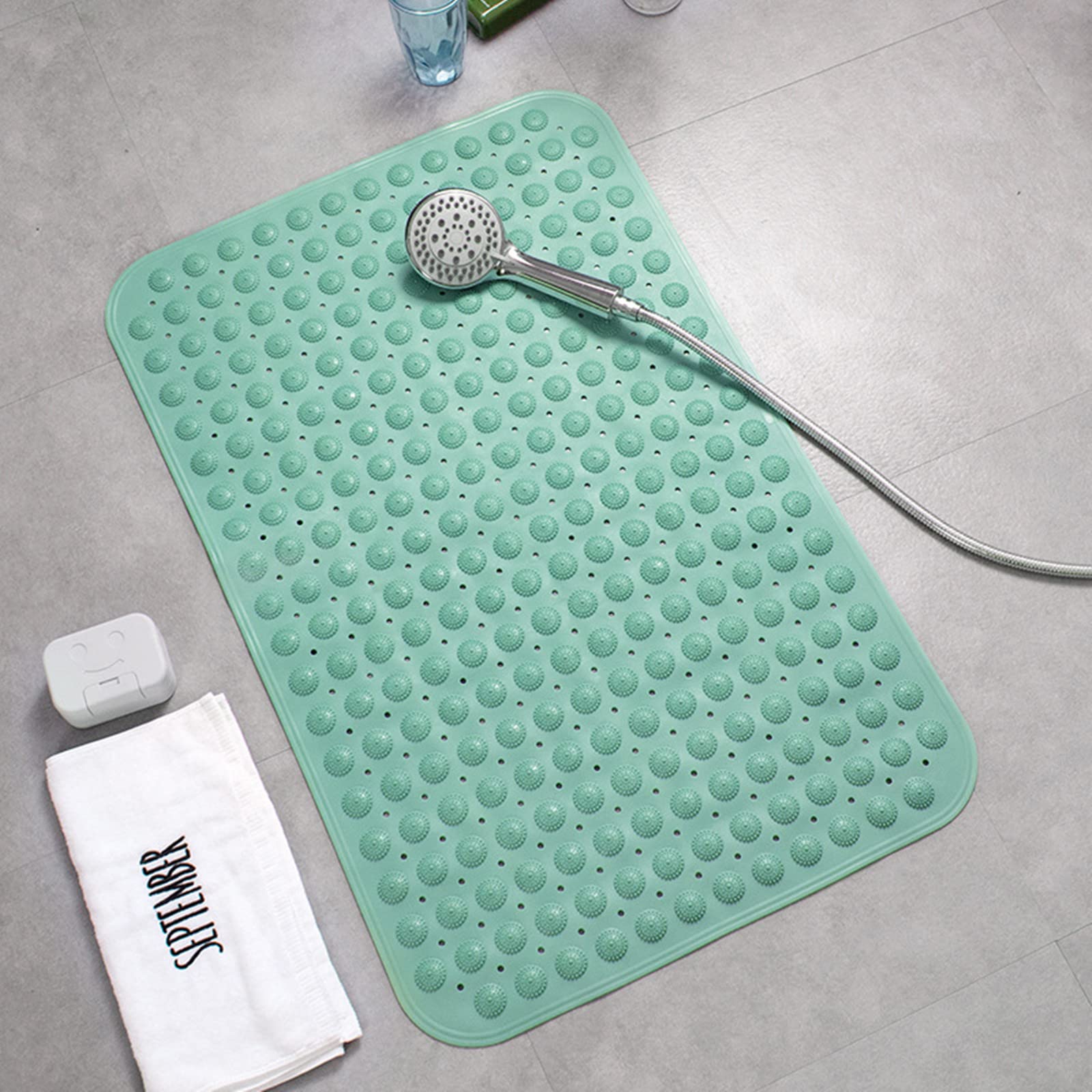 Non-Slip Oversized Bathtub Shower Mat with Drain Holes & Suction Cups - Machine Washable Bath Mat for Safety & Comfort - Perfect for Bathroom, Spa, and Kids' Bathtub Use