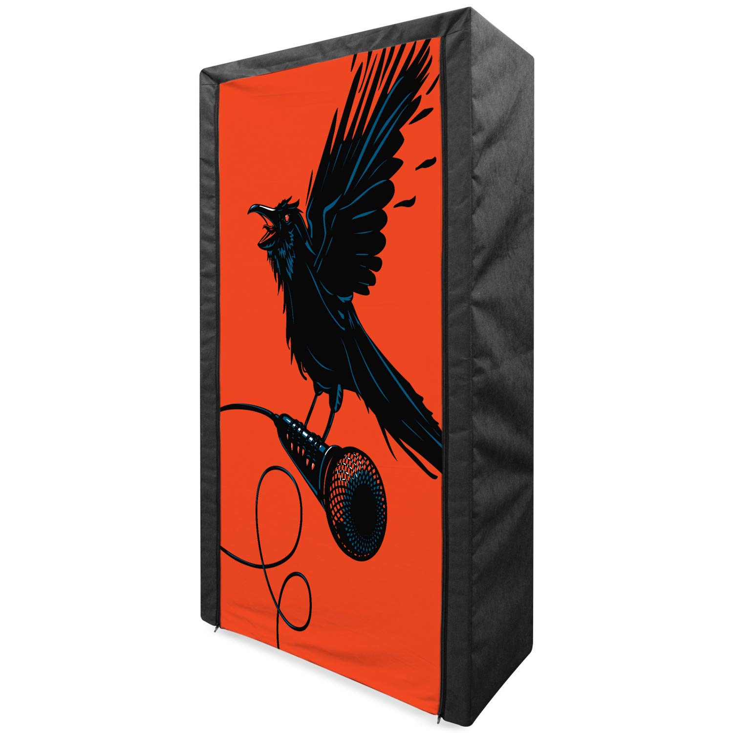Ambesonne Portable Fabric Wardrobe with Shelves - Gothic Rock Music Theme, 33.5
