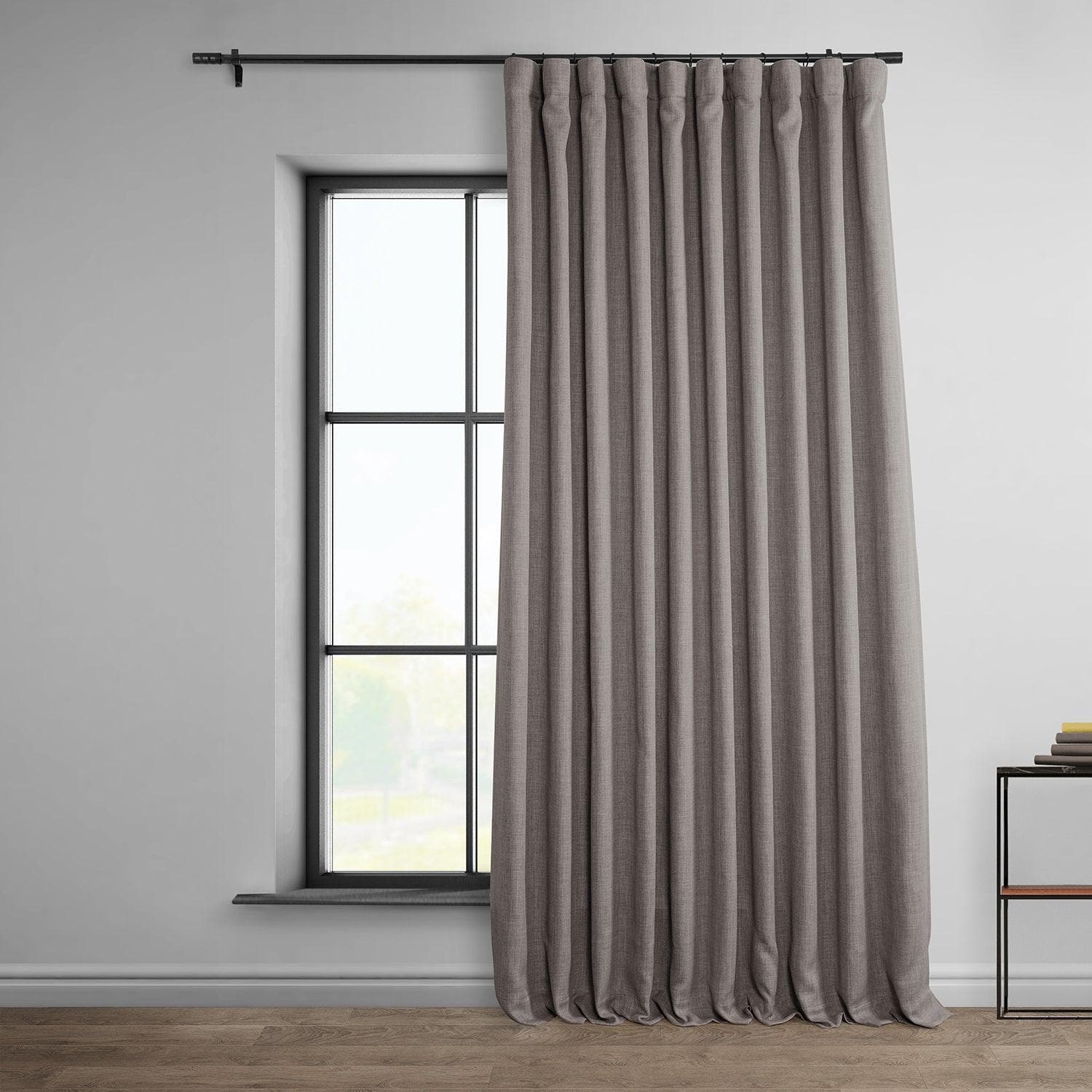 Extra Wide Textured Faux Linen Blackout Curtains - Thermal Insulated Window Drapes for Bedroom & Living Room (Mink Color, Room Darkening)