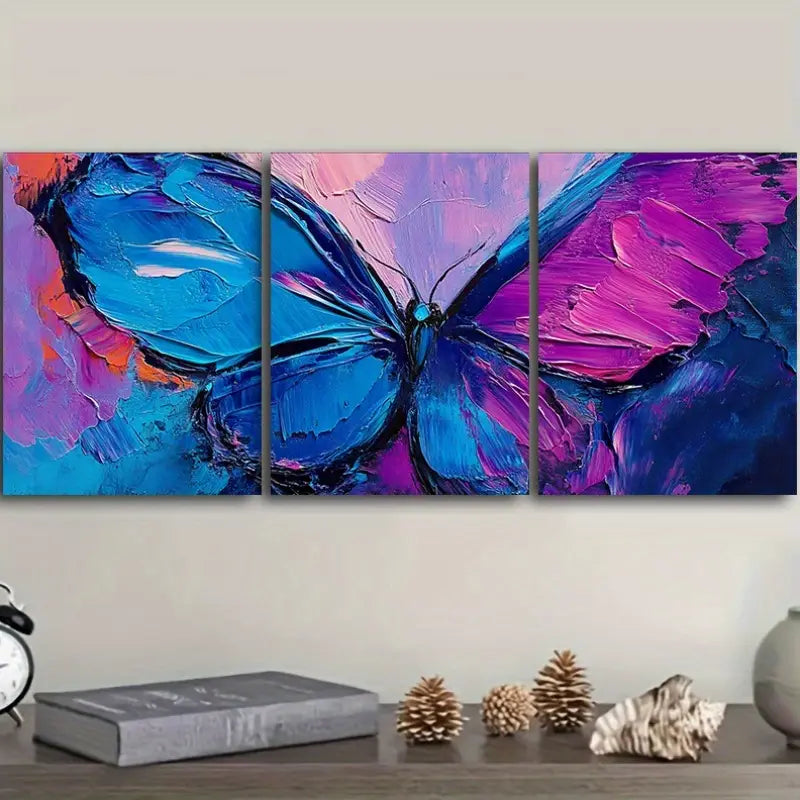 3-Piece Abstract Butterfly Metal Wall Art - Ready to Hang Home Decor for Living Room, Bedroom & Office