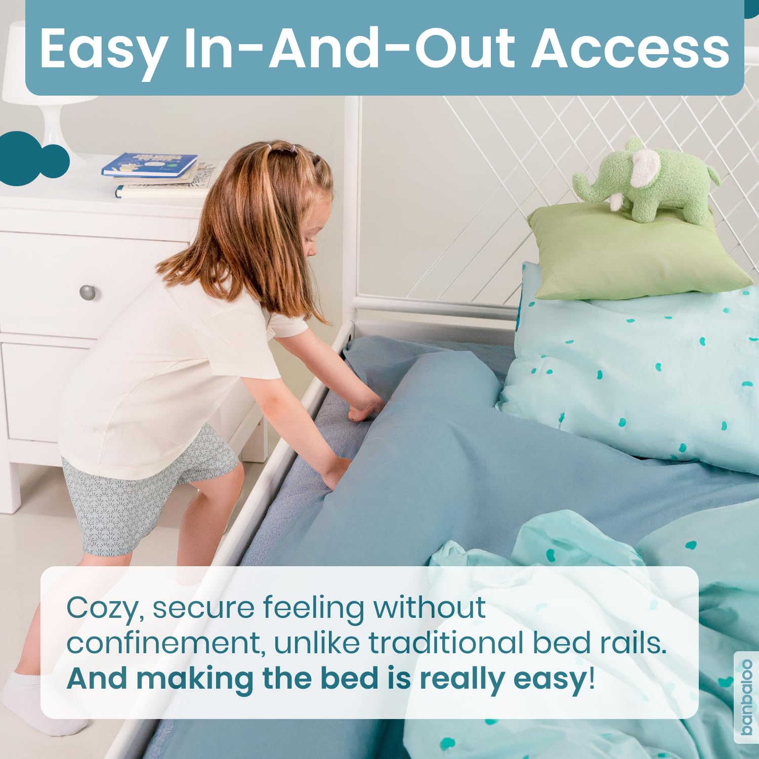 BANBALOO Toddler Bed Bumper - XL Foam Barrier with Mattress Cover for Queen/King/Twin Beds | Safe & Easy Setup for Kids' Room