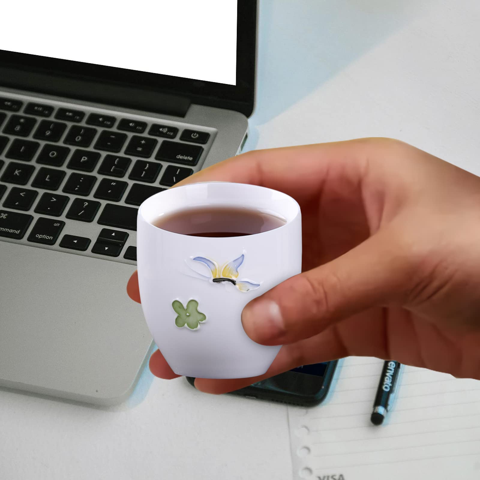 6-Pack 5oz Porcelain Espresso Cups - Mini Coffee Mugs & Demitasse Cups for Tea, Latte, Milk - Perfect for Home, Office & Cafe Use