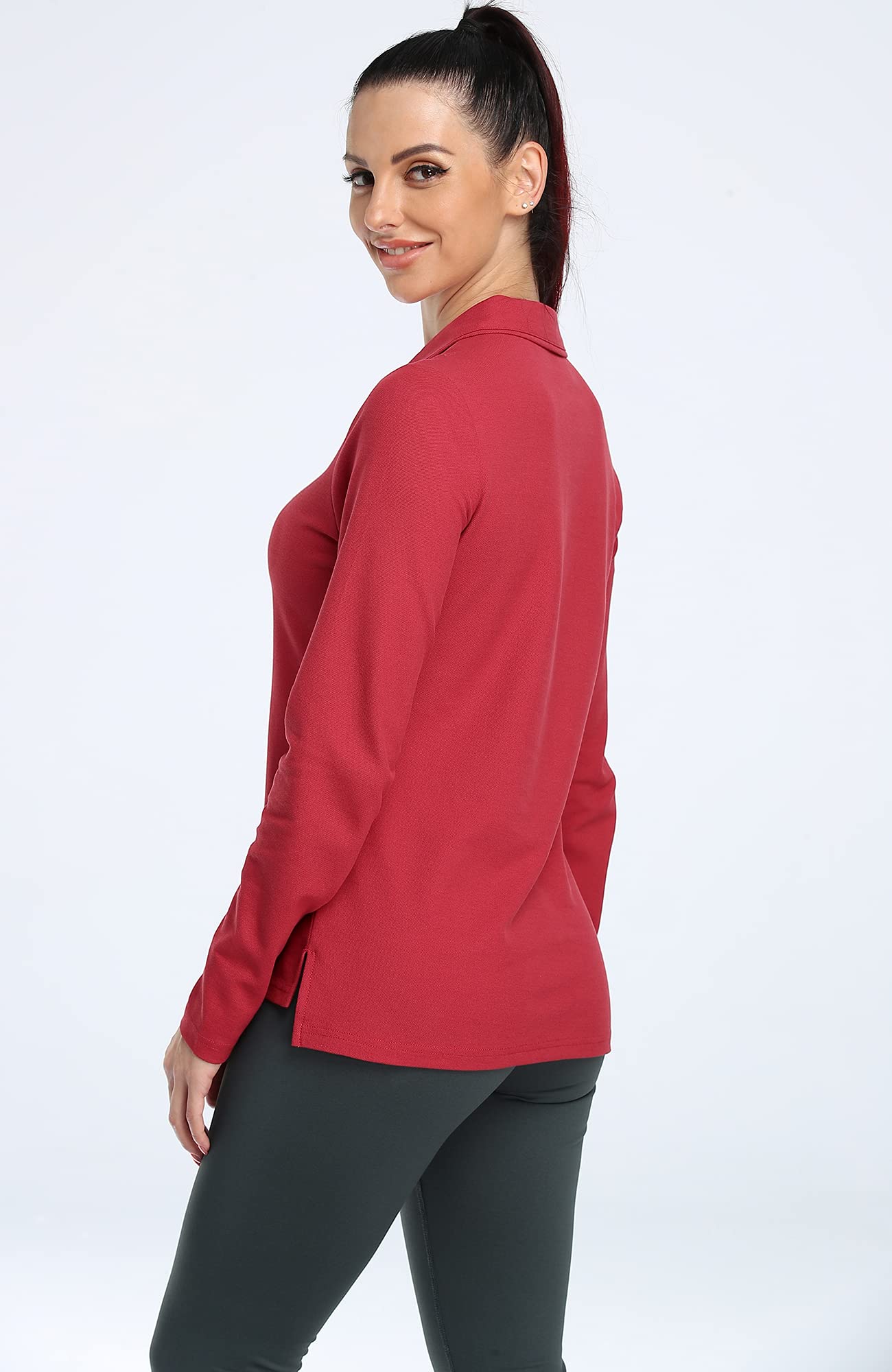 ICY ZONE Women's Golf Polo Shirts - Long Sleeve Collared Athletic Tops for Tennis, Workout & Sports | Breathable Moisture-Wicking Performance Shirt for Golfing, Gym & Outdoor Activities