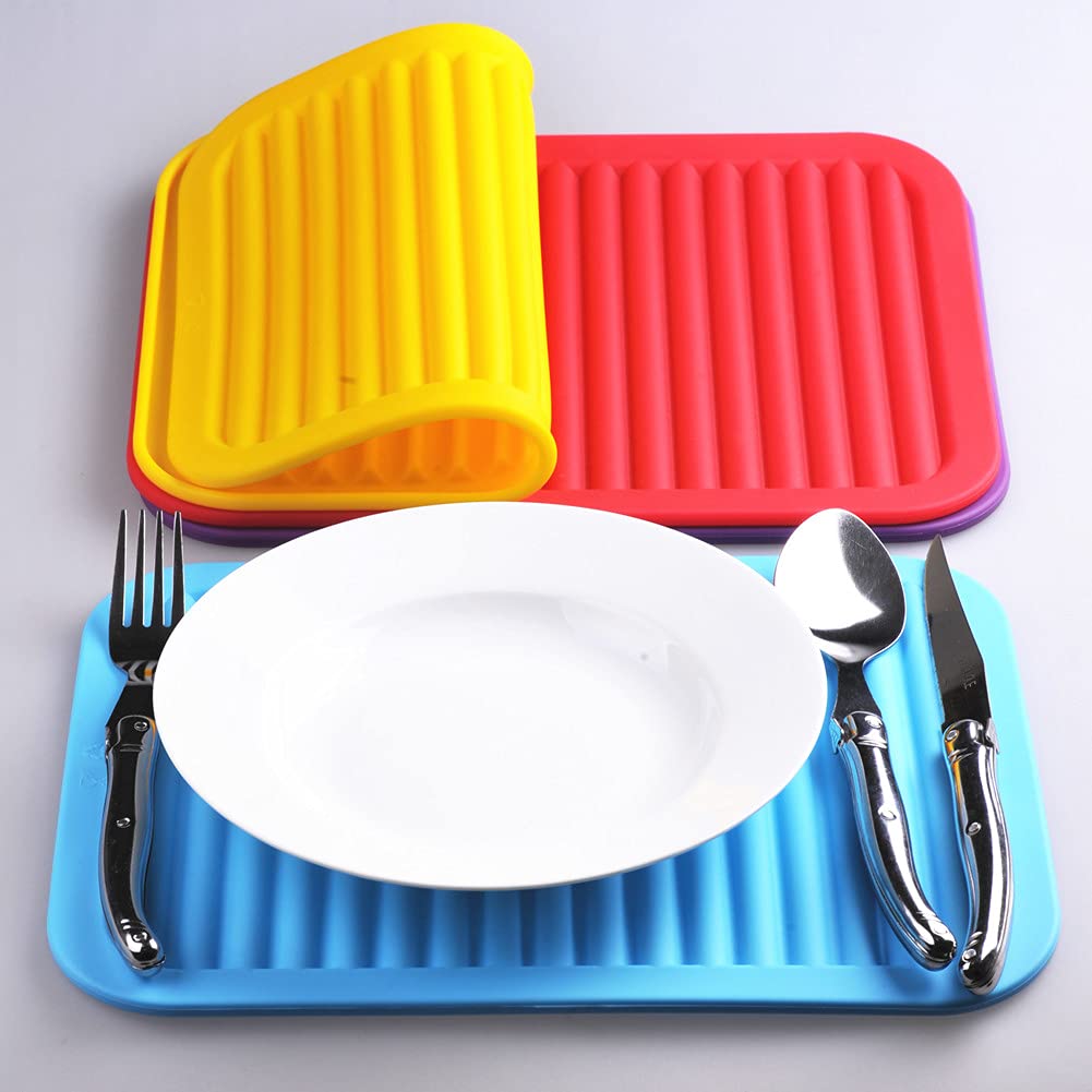 Non-Slip Silicone Trivets & Hot Pads Set of 2 - Heat Resistant Kitchen Mats for Pots, Pans & Dishes - Countertop & Table Protectors with Spoon Rest - Wine Red Drying Mats for Cooking, Baking & Serving