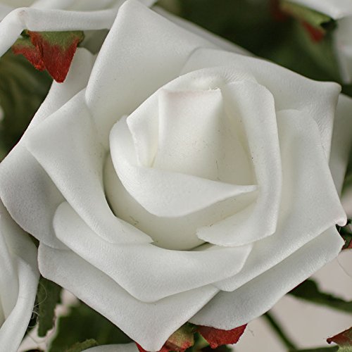 Premium White Foam Rose Stems - Bulk Pack of 12 Artificial Flowers for Wedding Centerpieces, Home Decor, Floral Arrangements & DIY Crafts (8.5