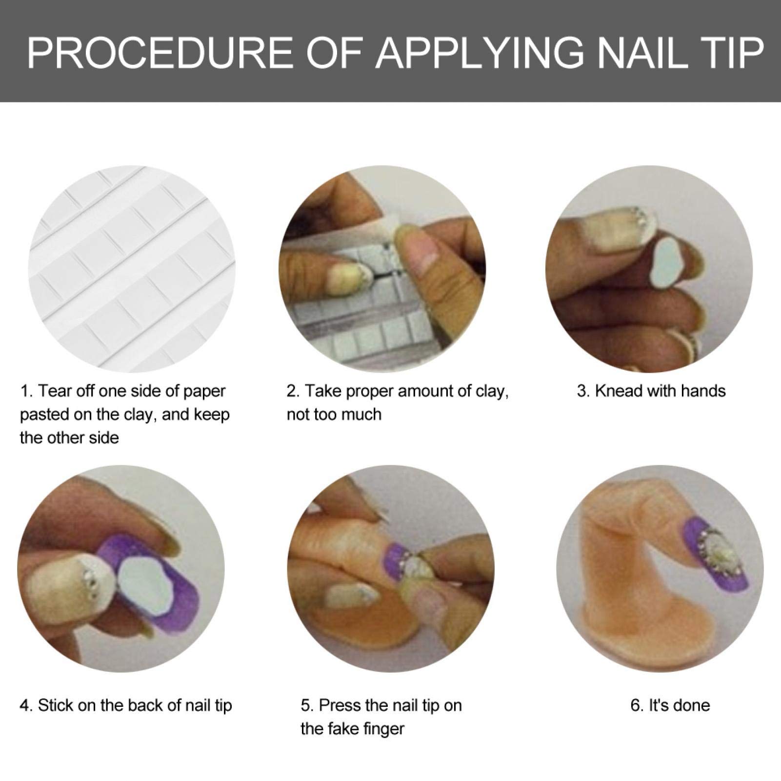 Sticky False Nail Tips & Display Stand for Nail Art - Professional Salon Quality Press-On Nails with Clay Adhesive - Perfect for Nail Extensions, Manicures & DIY Home Nail Art