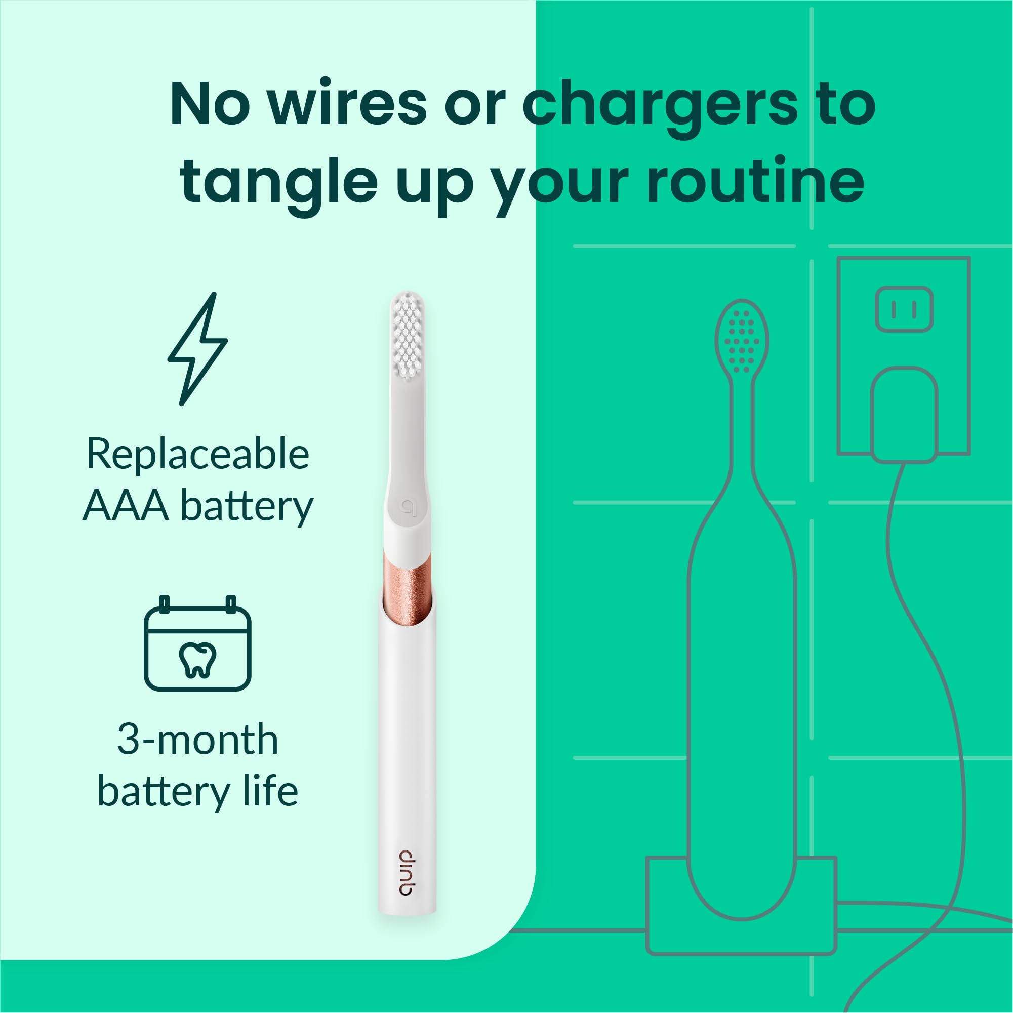 Quip Adult Electric Toothbrush - Sonic Rechargeable Toothbrush with Travel Case, Soft Bristles, 2-Minute Timer & Metal Handle (Copper) - Perfect for Travel, Home & Daily Oral Care